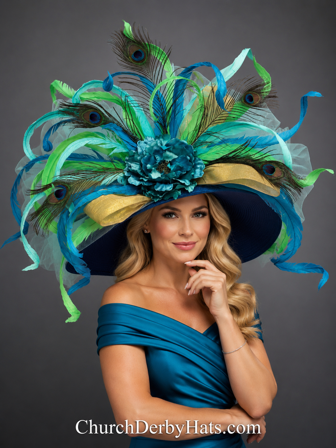 Linda Blue Gold - Kentucky Derby Hat