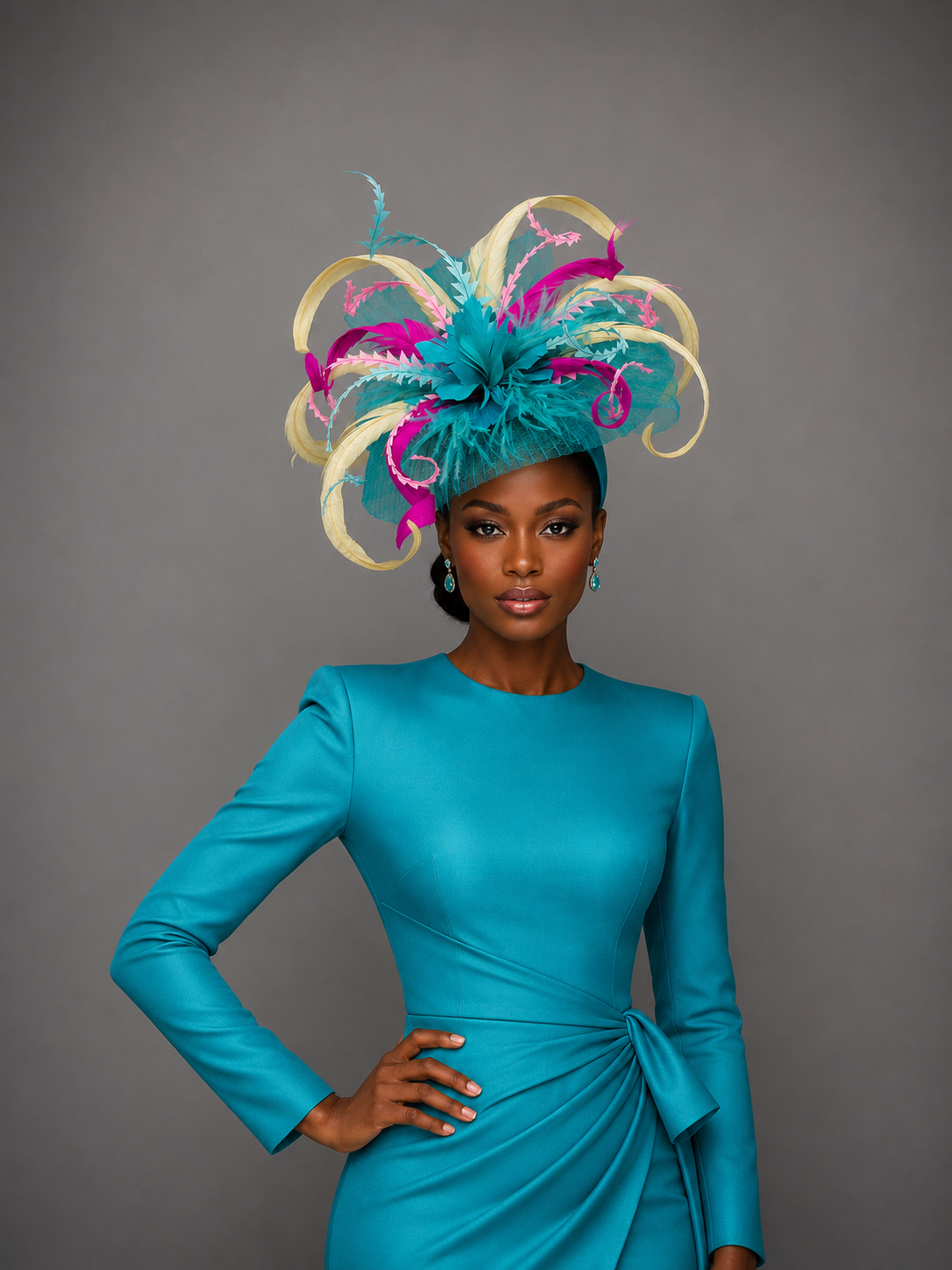 Turquoise Derby Fascinator - Church Derby Hat