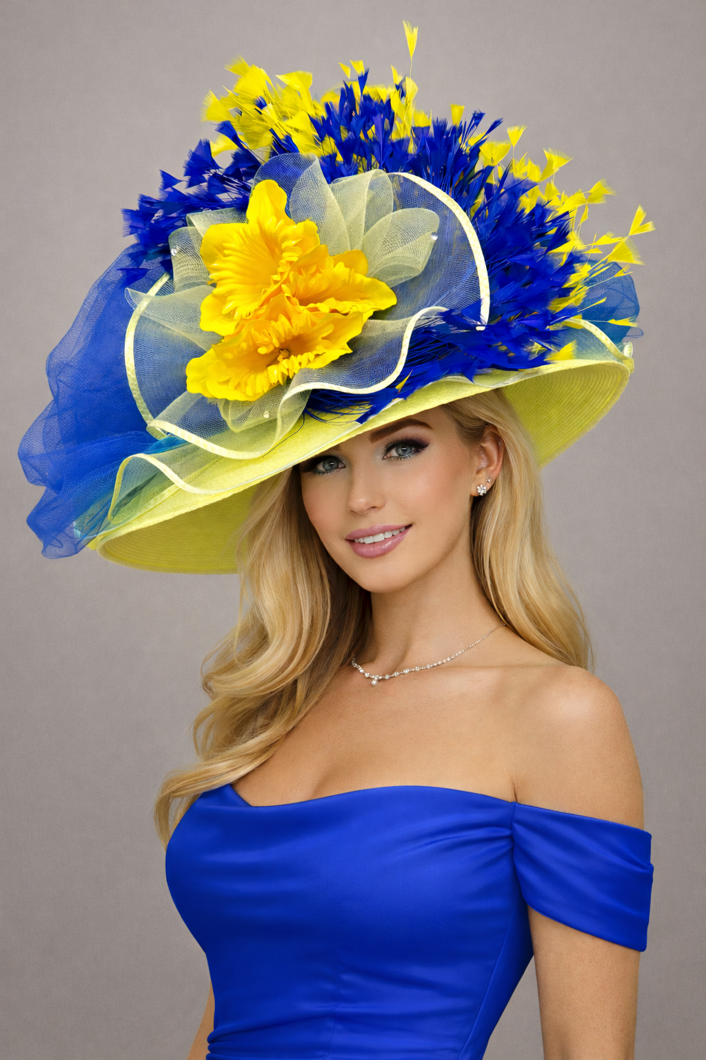 Michelle Yellow Blue - Kentucky Derby Hat