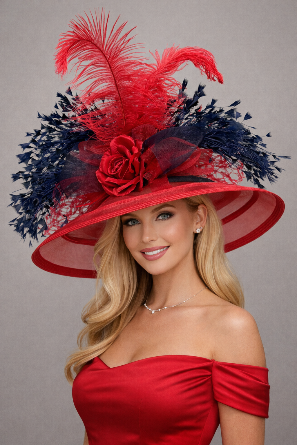 Rebecca Red Navy - Kentucky Derby Hat
