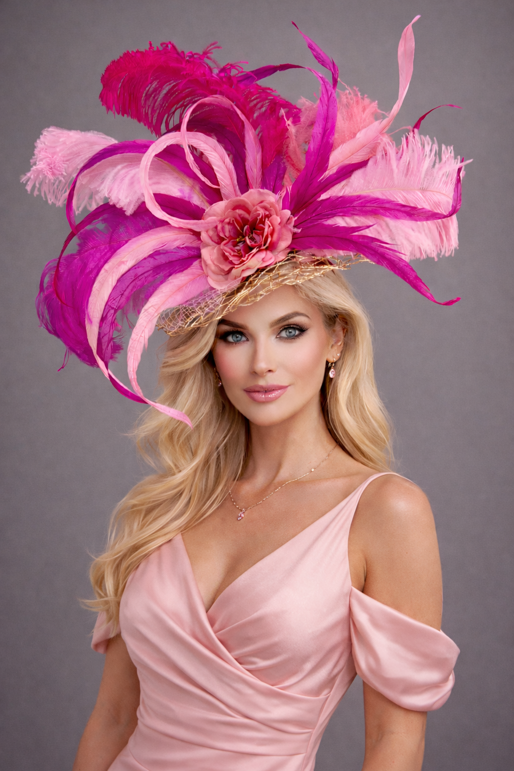 Pamela Pink Gold Fascinator - Kentucky Derby Hat