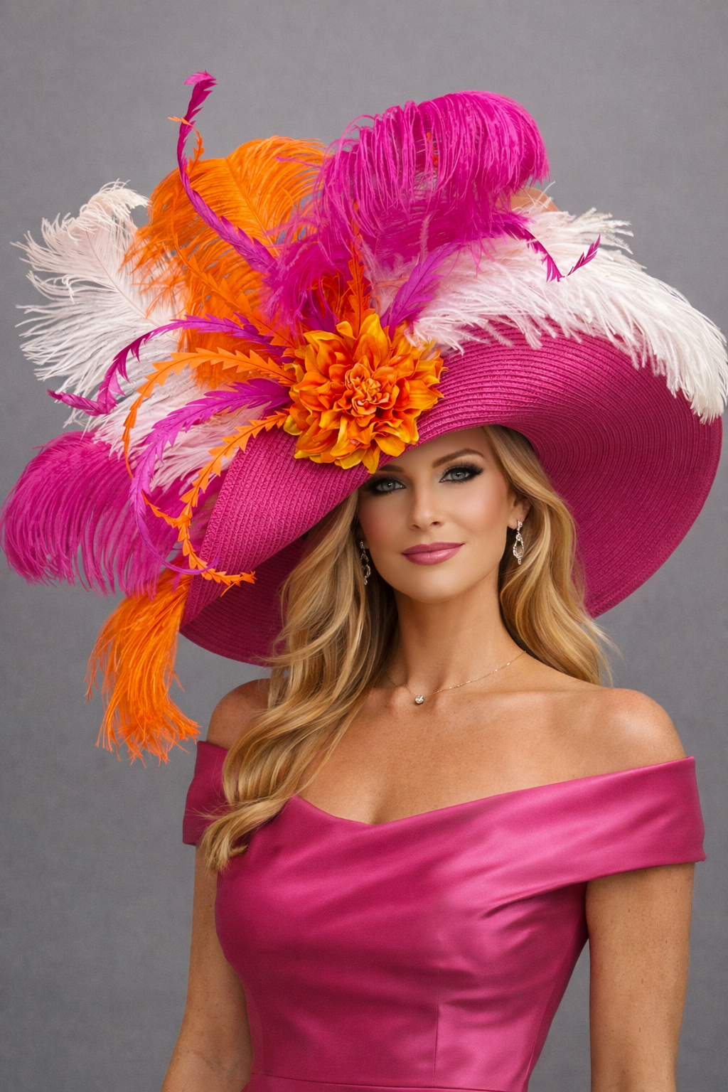Rachel Pink Orange - Kentucky Derby Hat