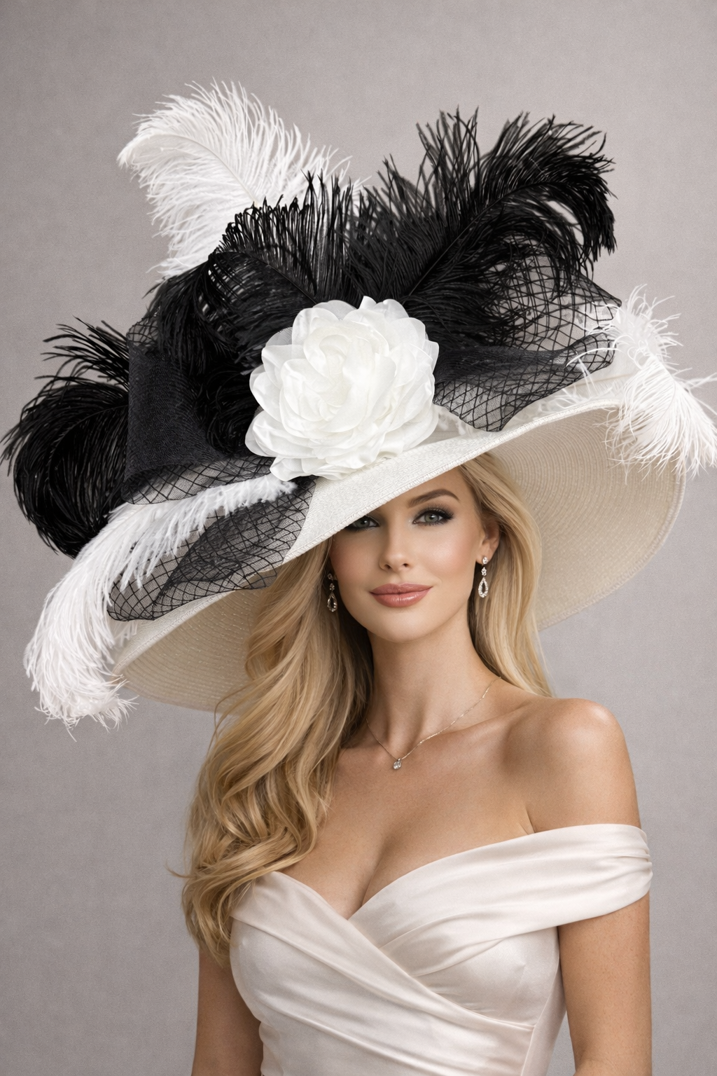 Audrey Black White - Kentucky Derby Hat