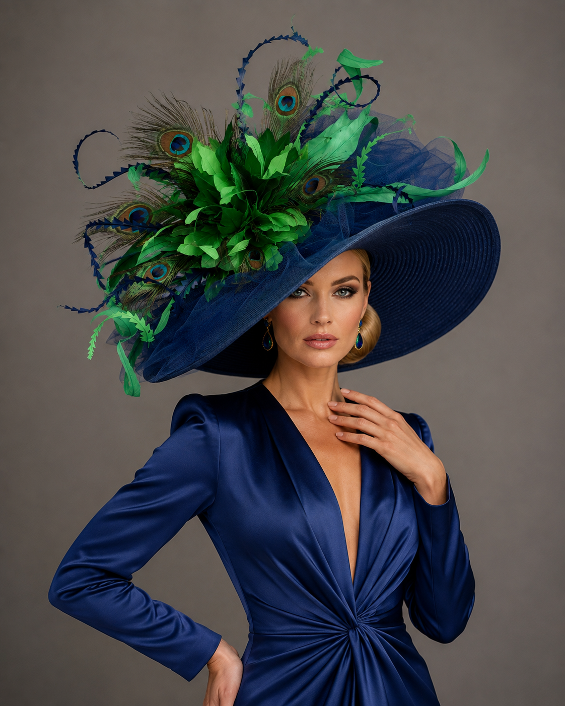 Kingsington Navy Green - Kentucky Derby Hat