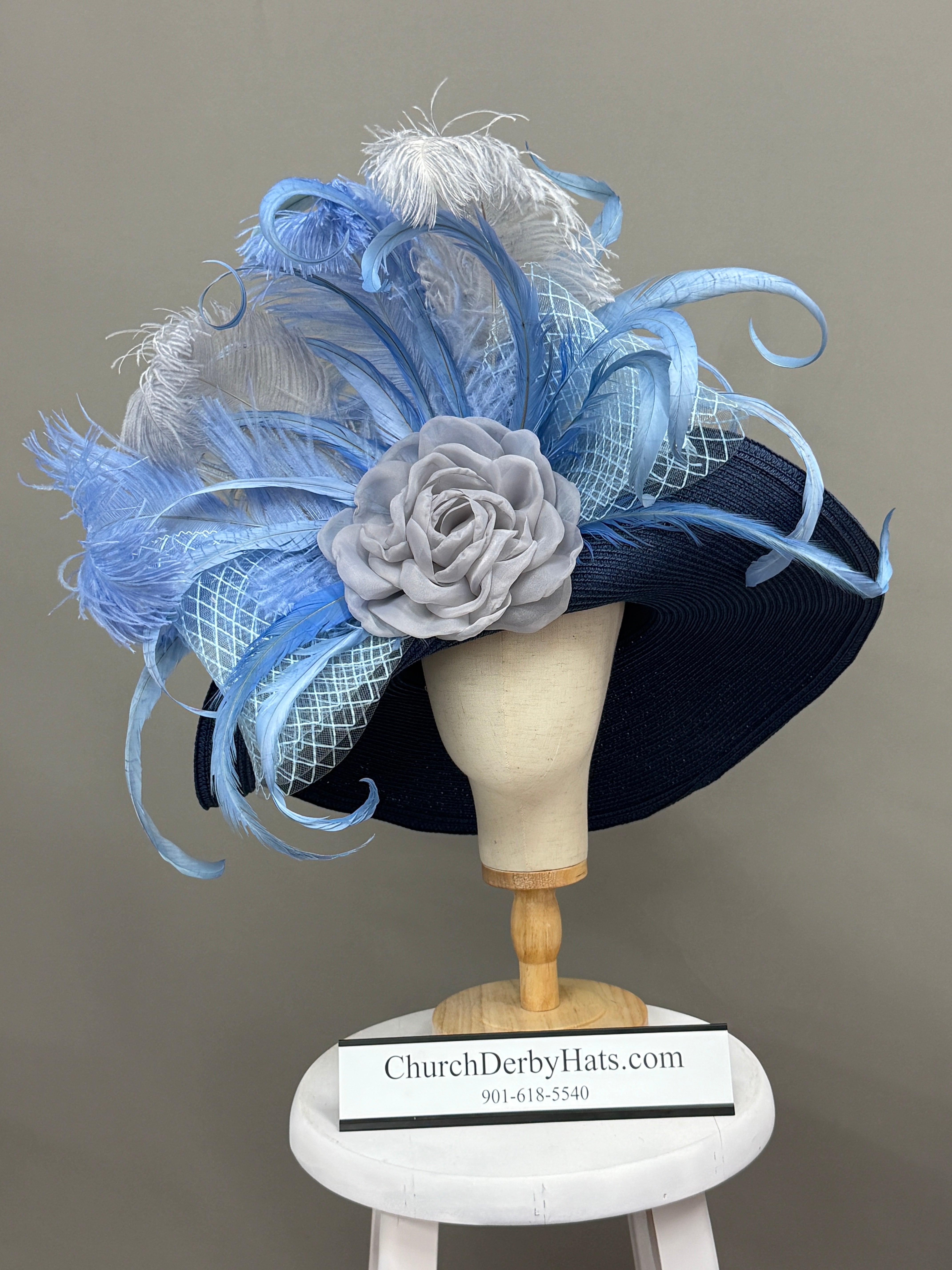 Powder Blue Navy - Kentucky Derby Hat