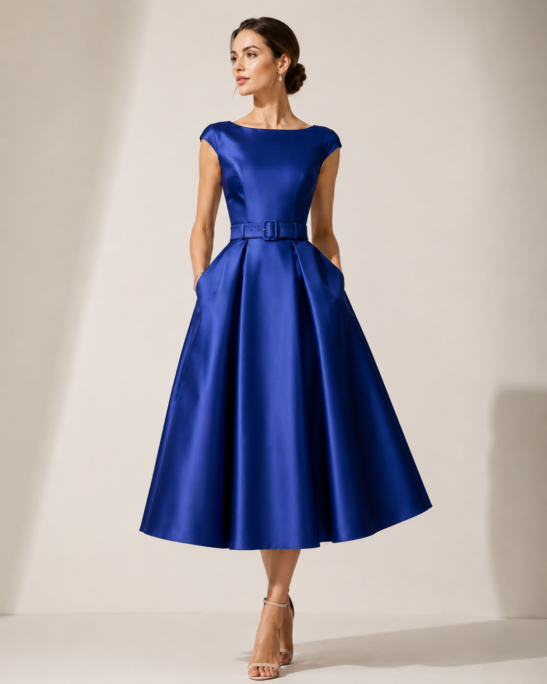 Duchess Royal Blue Tea-Length Dress
