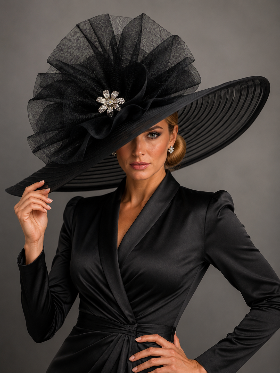 Stella Ray - Black Kentucky Derby Hat - Church Hat
