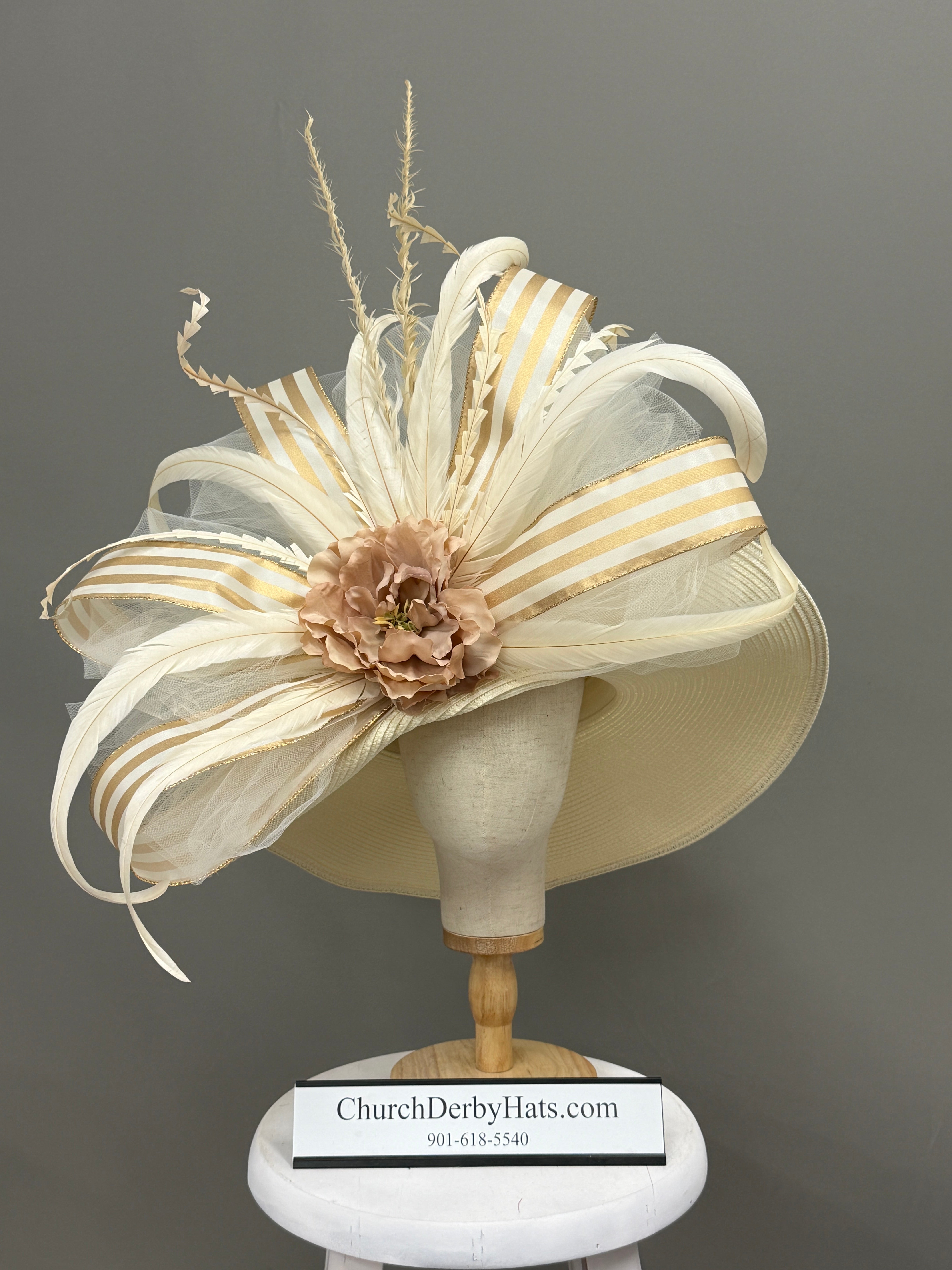 Gold Ivory Pristine - Kentucky Derby Hat