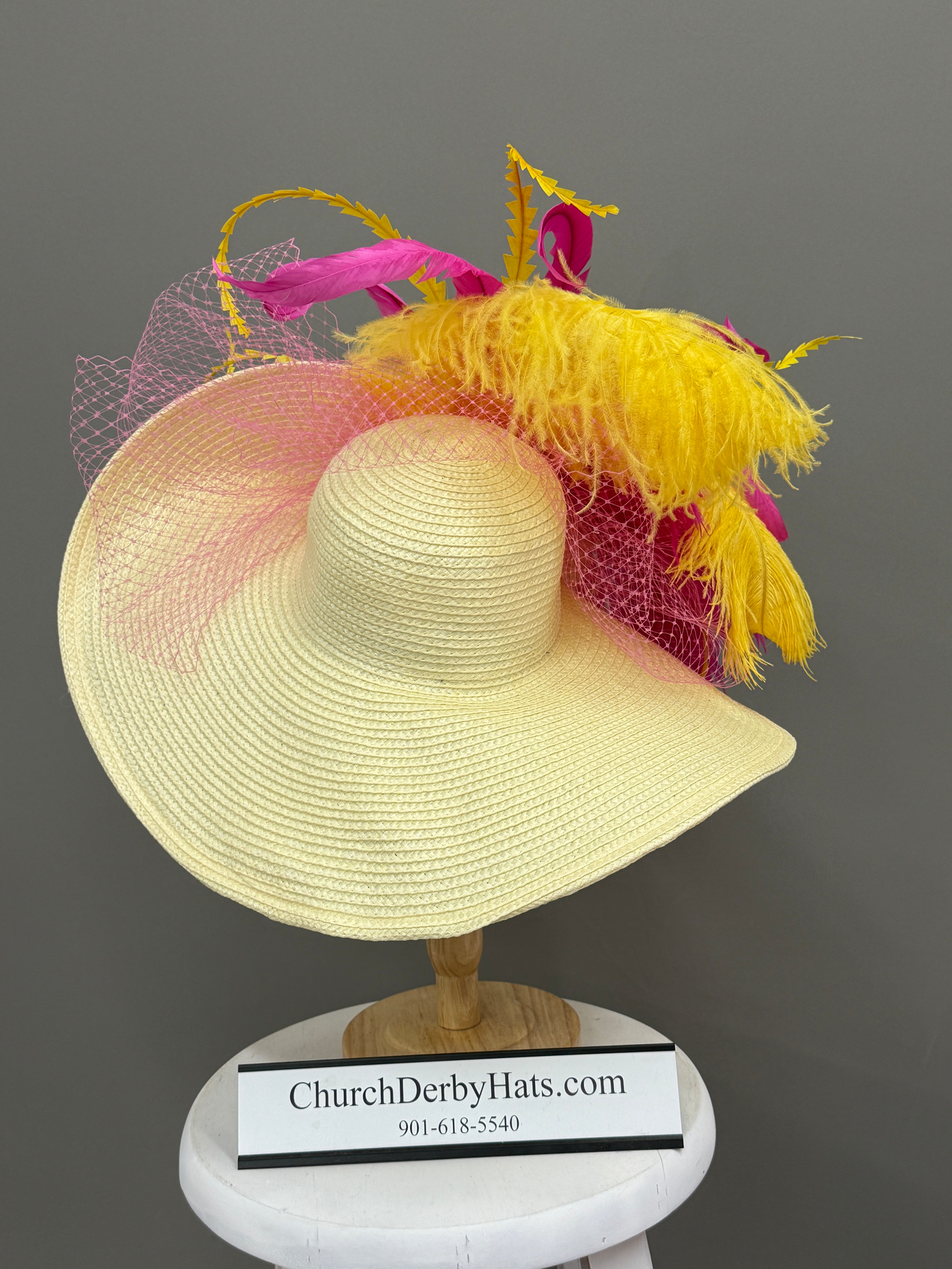 Linda Yellow Pink - Kentucky Derby Hat