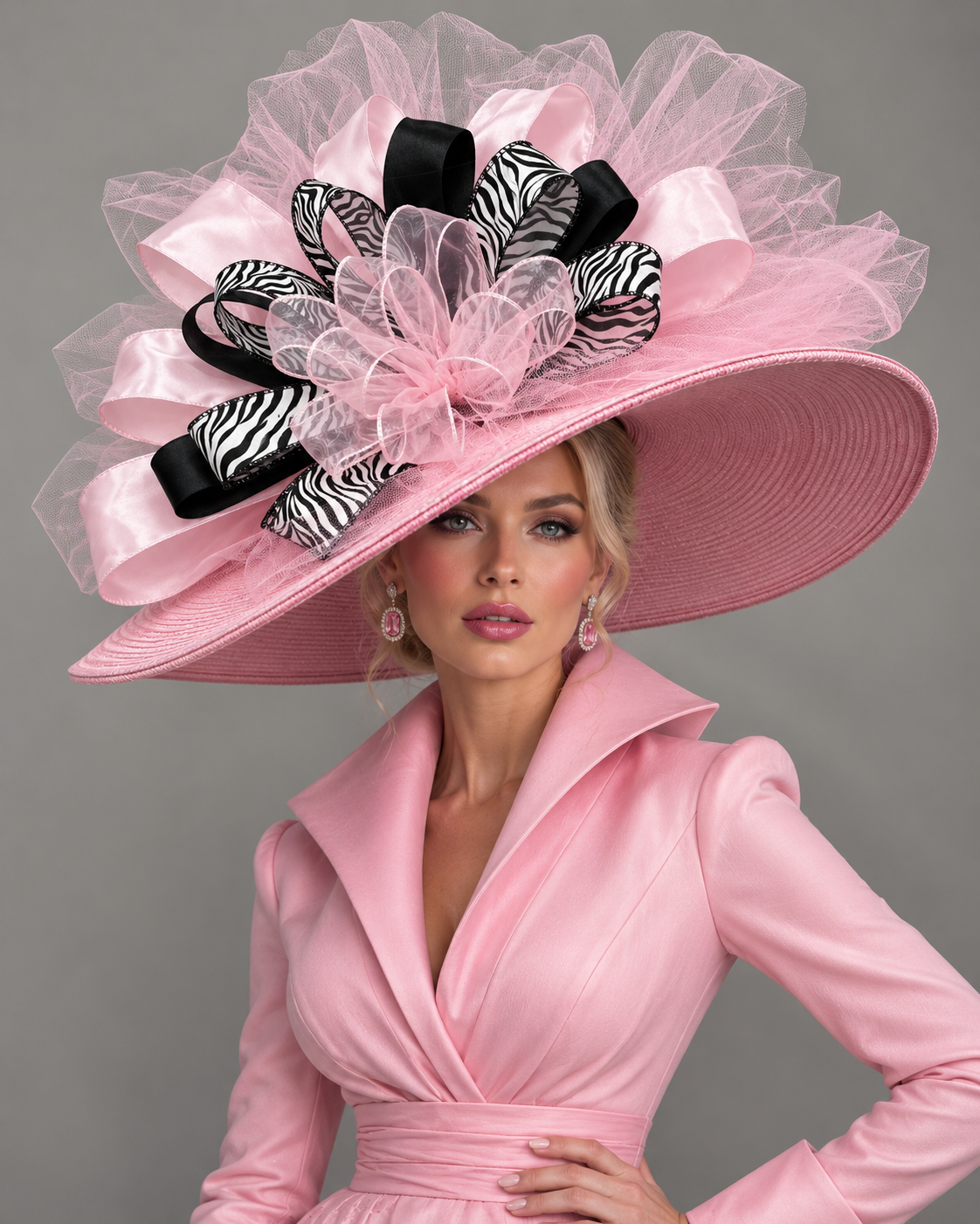 Charolette Pink Black - Kentucky Derby Hat