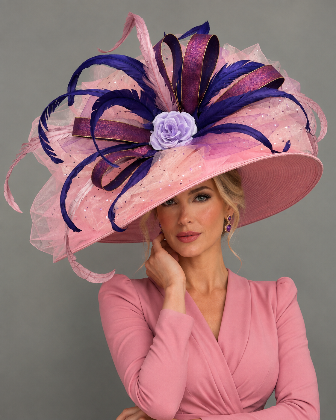 Michelle Pink Purple - Kentucky Derby Hat