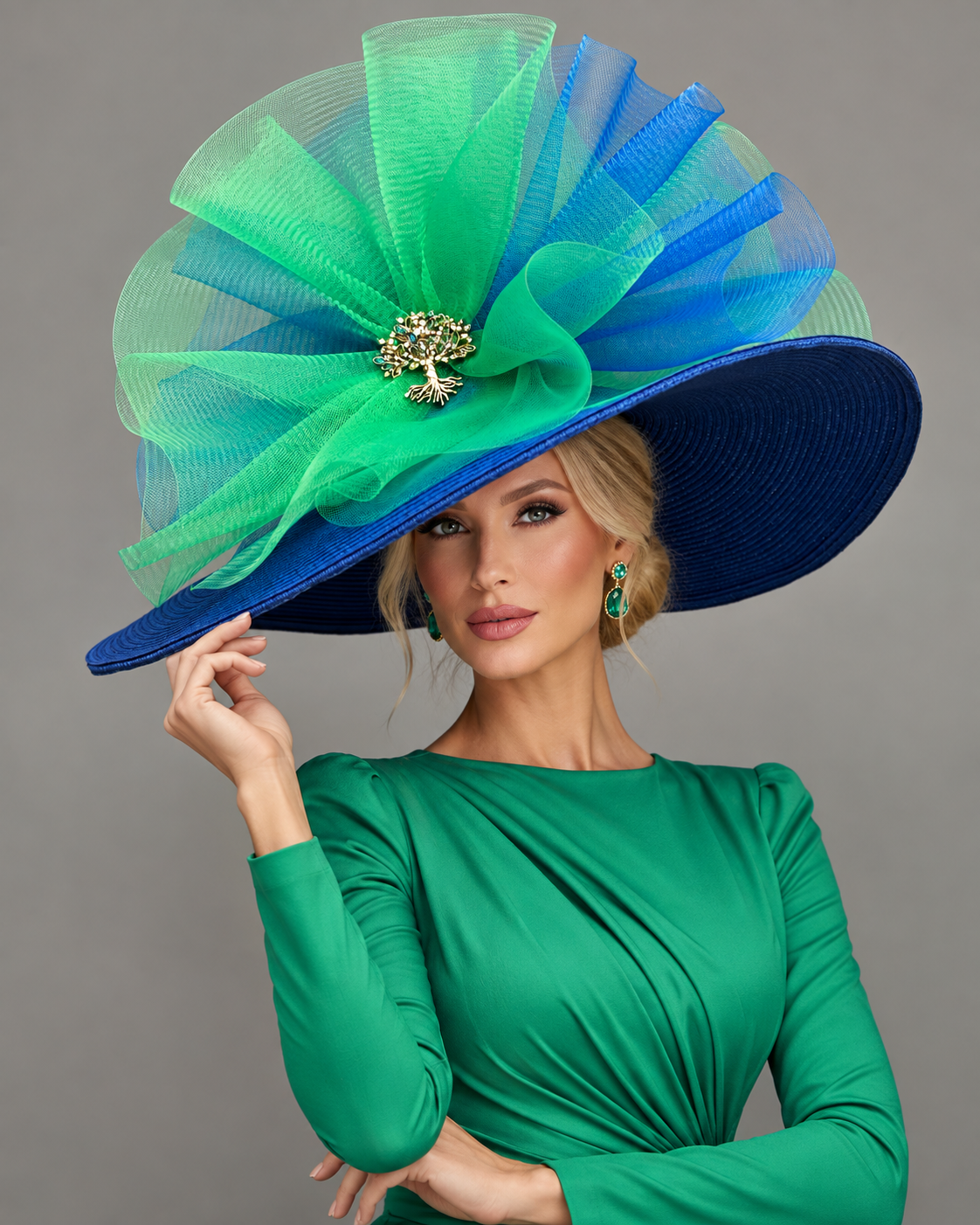 Whenny Blue Green - Kentucky Derby Hat