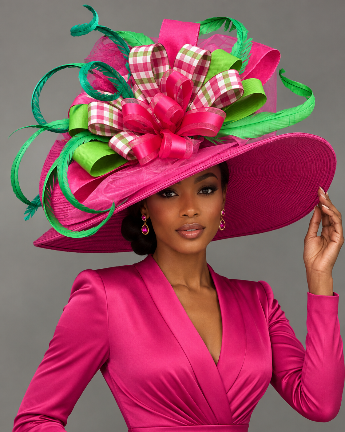 Jena Pink Green - Kentucky Derby Hat