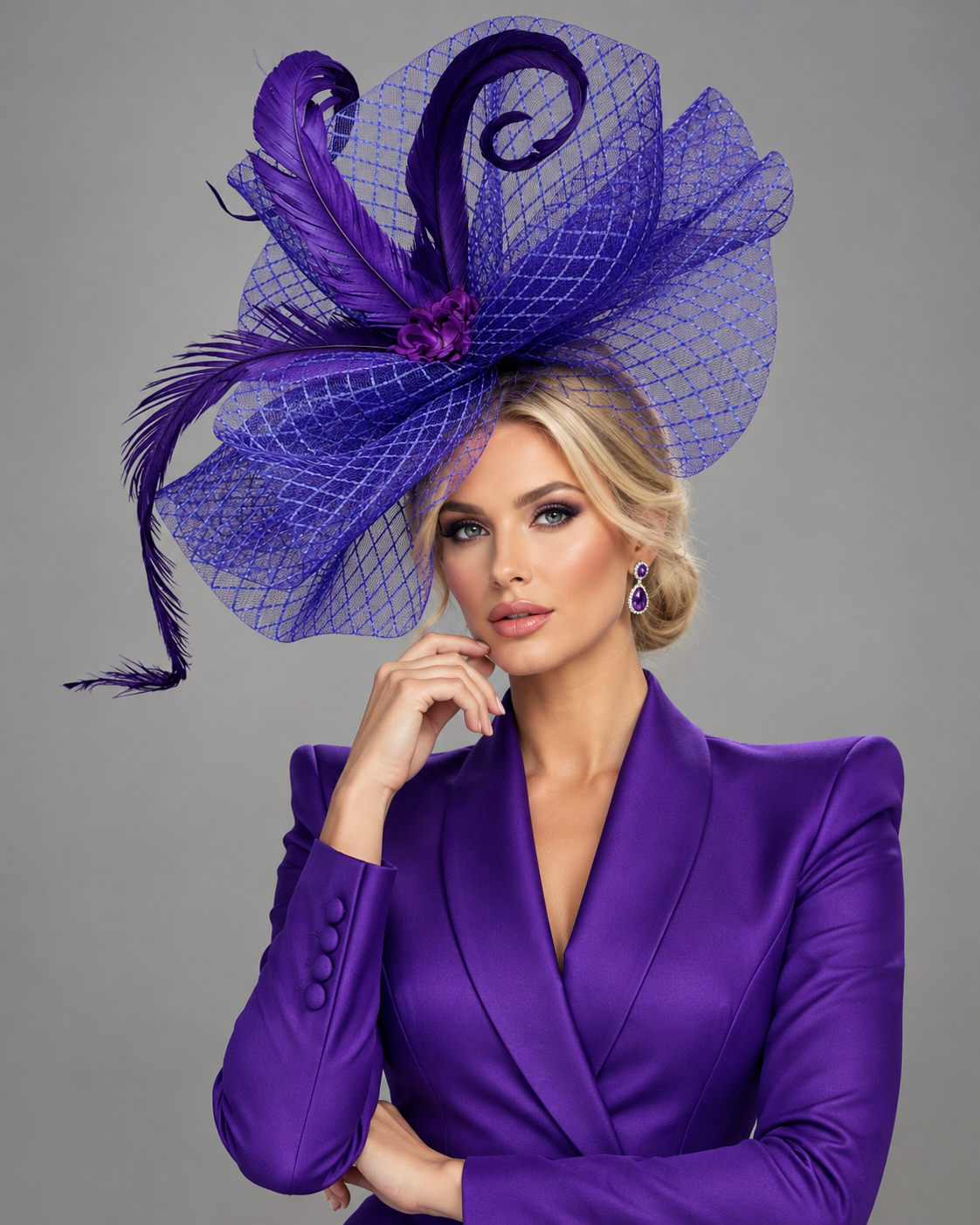 Linda Purple Fascinator on Headband