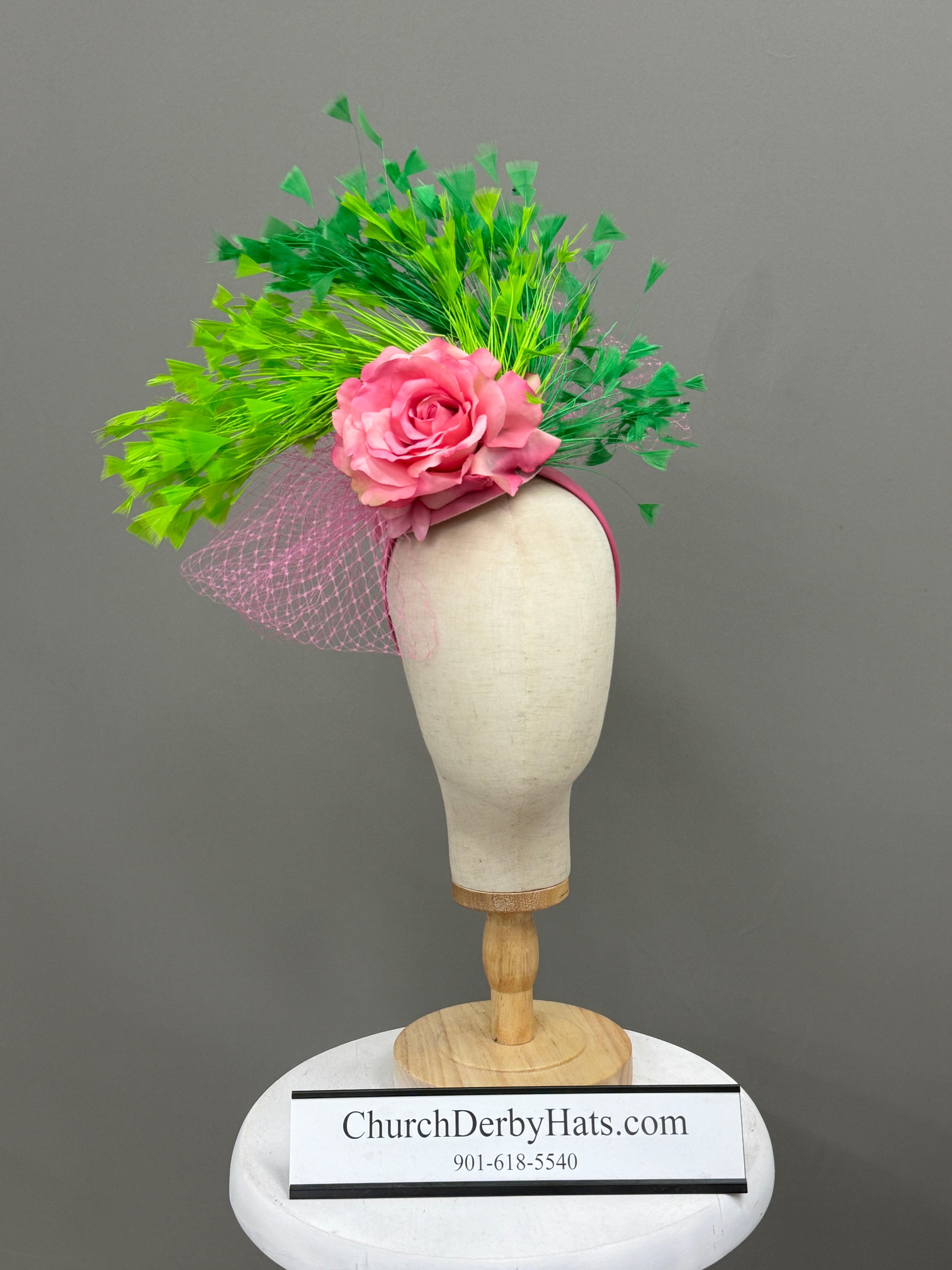 Sharla Pink Green - Kentucky Derby Hat