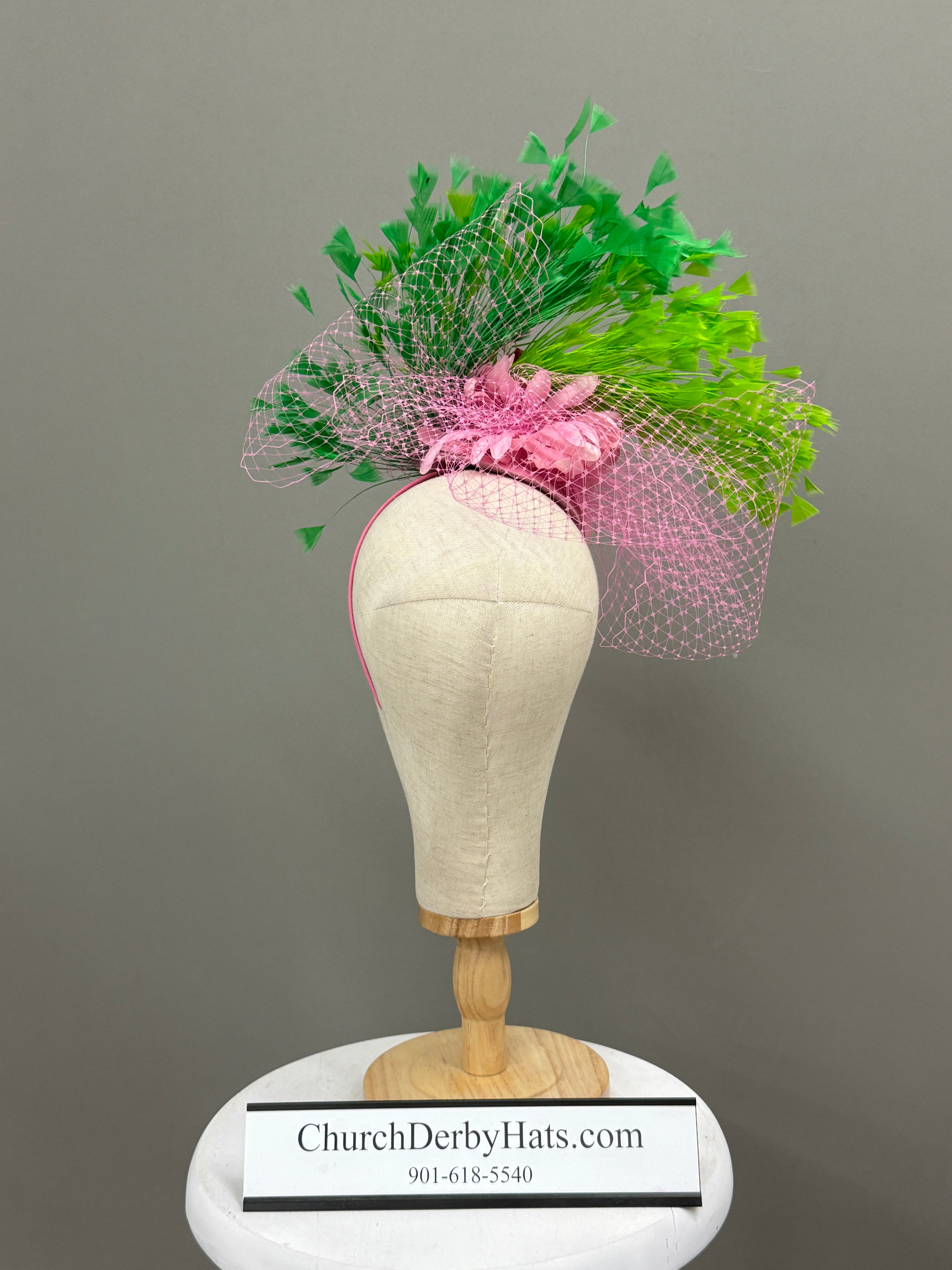 Sharla Pink Green - Kentucky Derby Hat