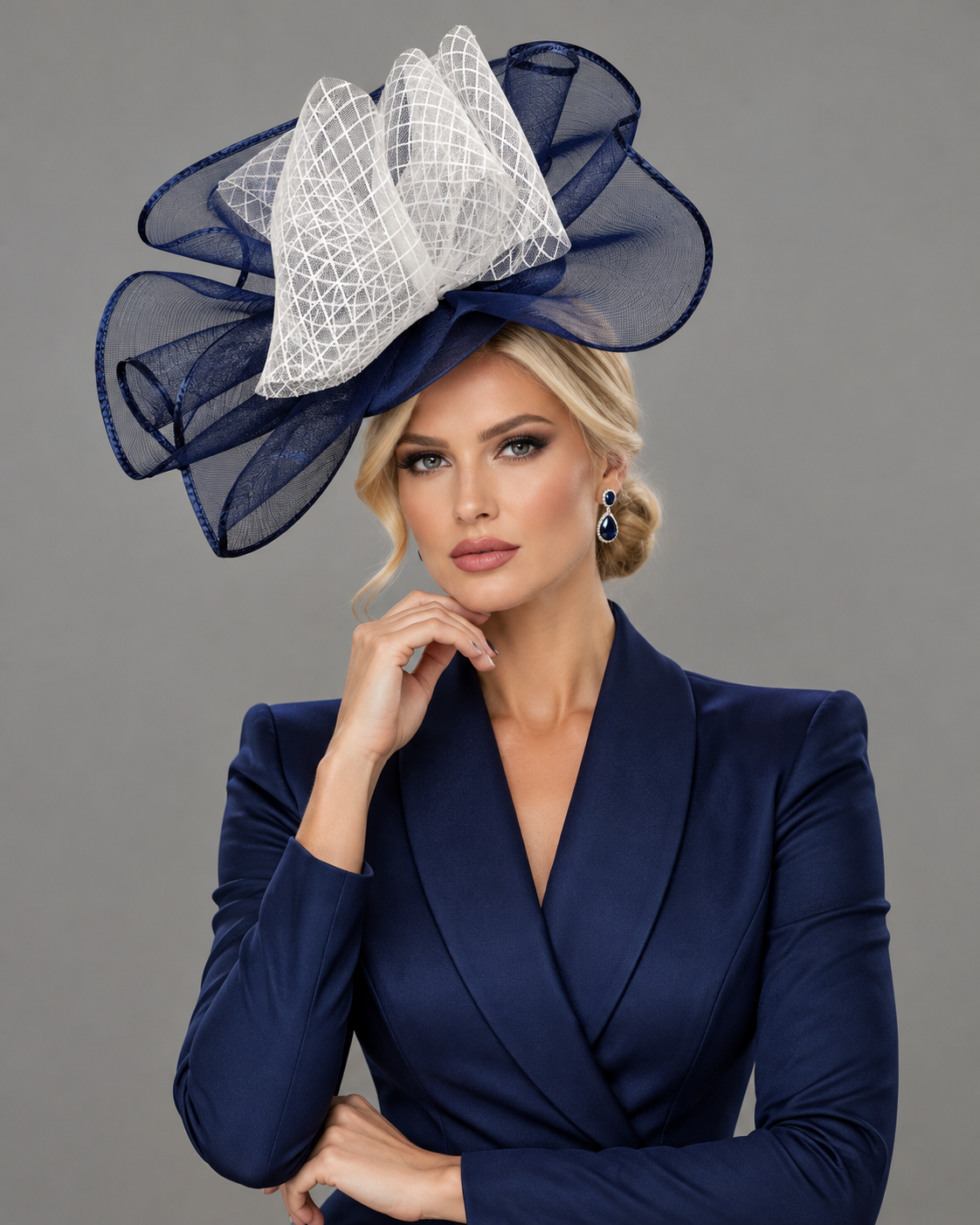 Navinia Navy Blue Fascinator - Kentucky Derby Hat