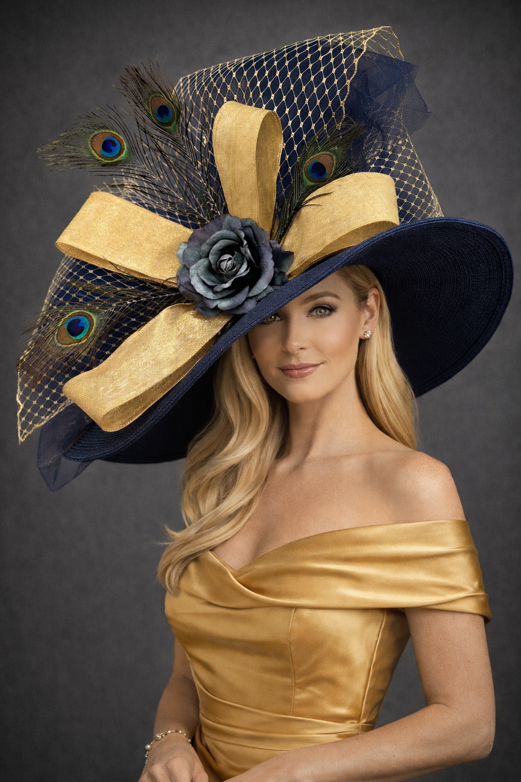 Georgiana Blue Gold - Kentucky Derby Hat