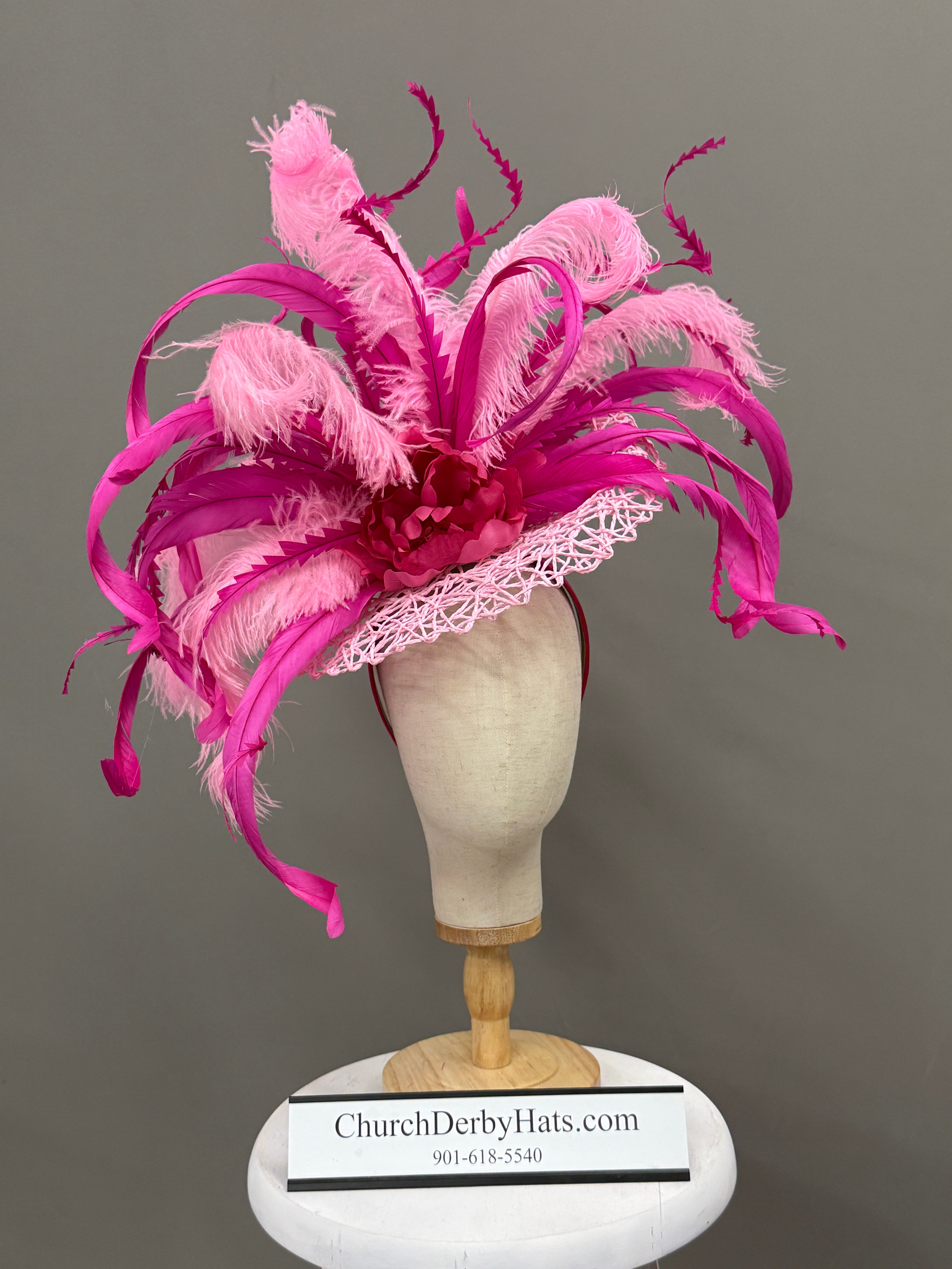 Lora Pink Fascinator - Kentucky Derby Hat