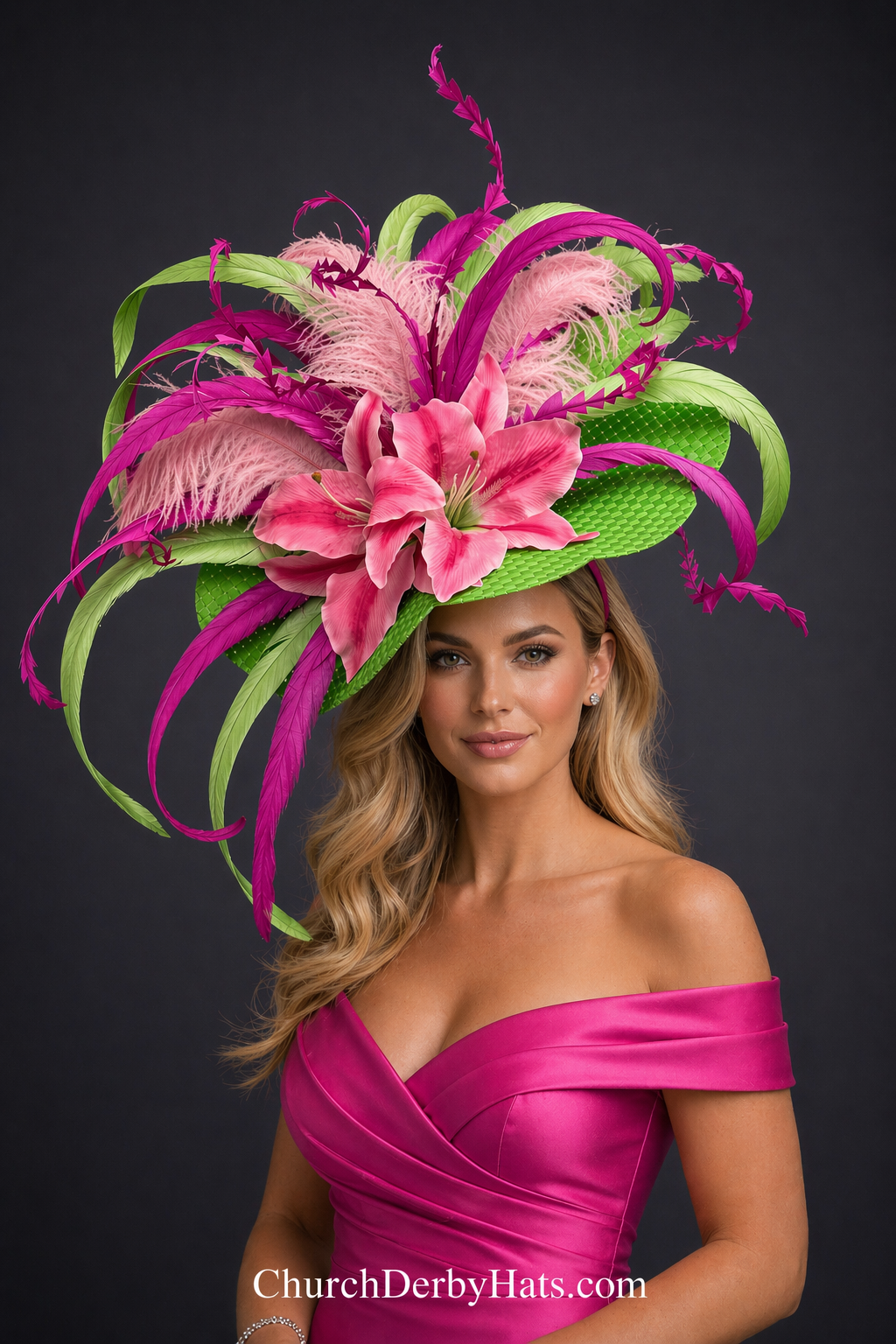 Holly Pink Green - Kentucky Derby Hat