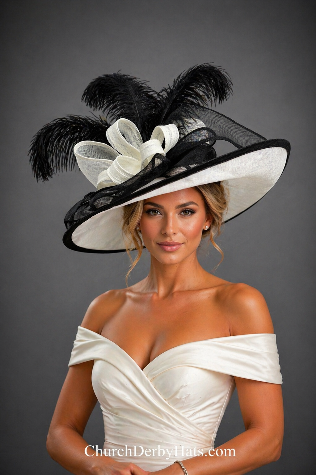 Loraine Black White - Women’s Kentucky Derby Hat