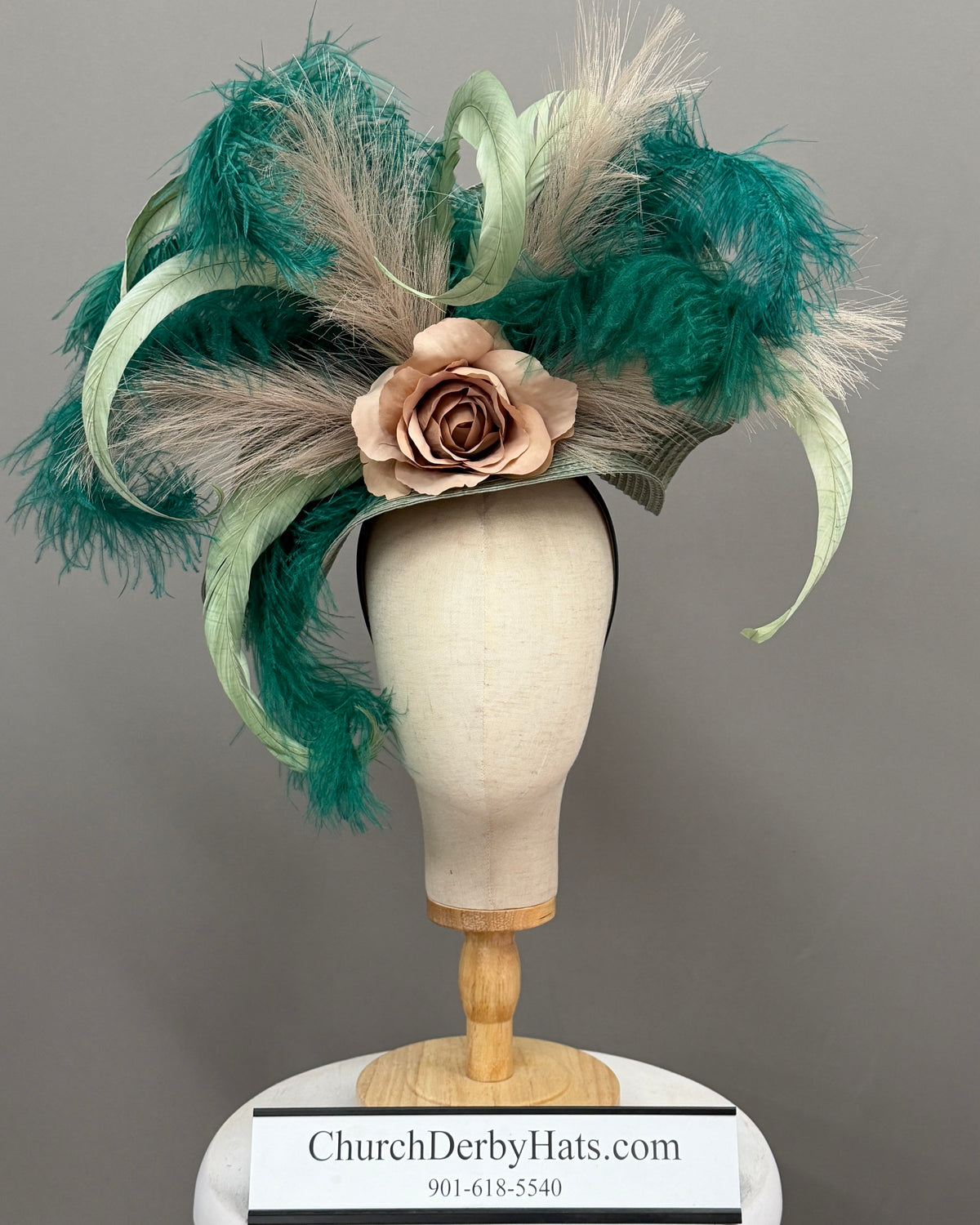 Bithia Green Fascinator on Headband