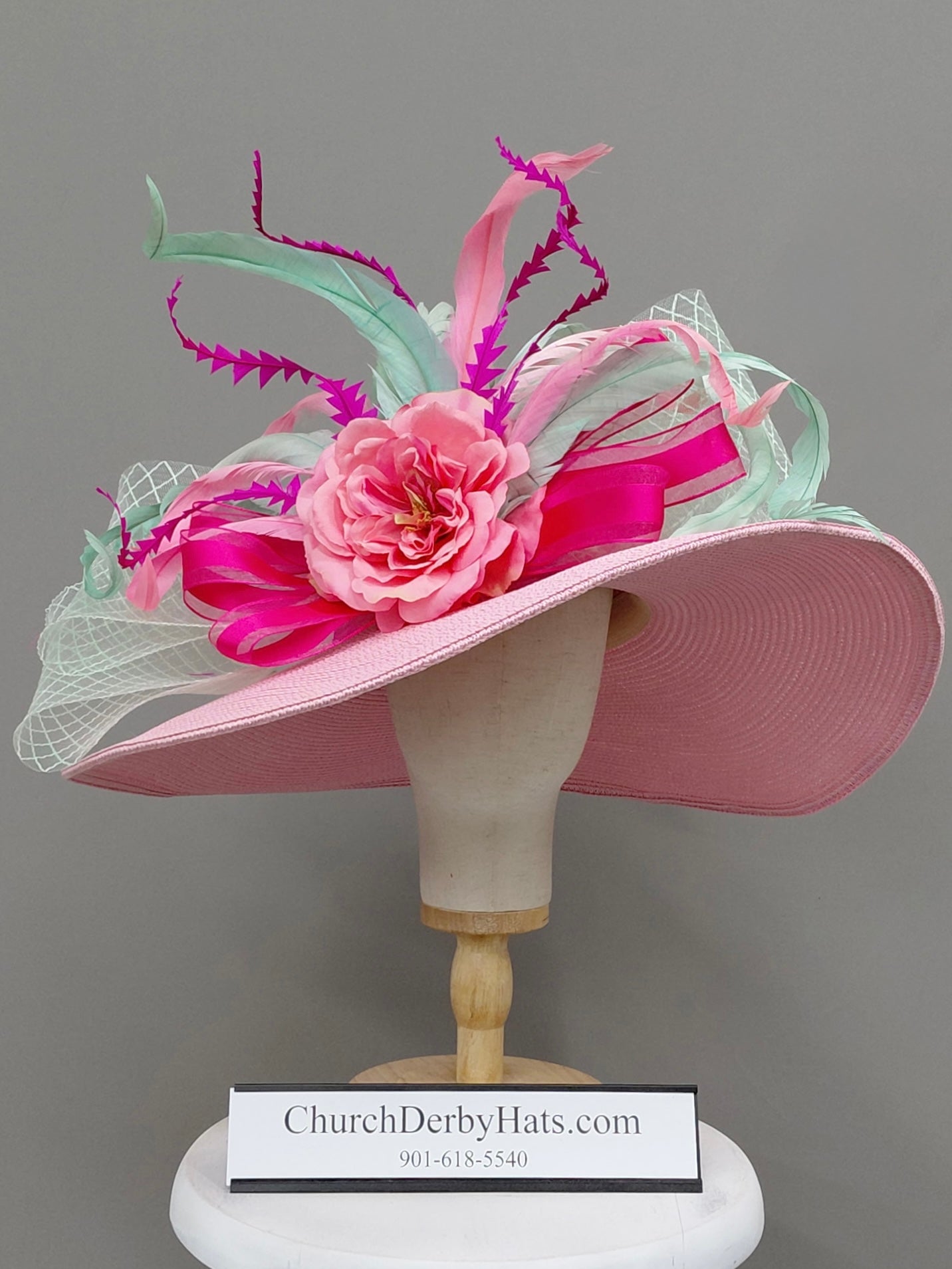 Rachel Pink Green - Kentucky Derby Hat