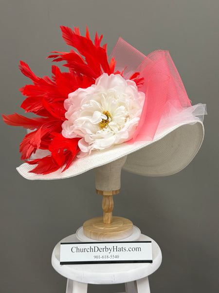 White and hot coral