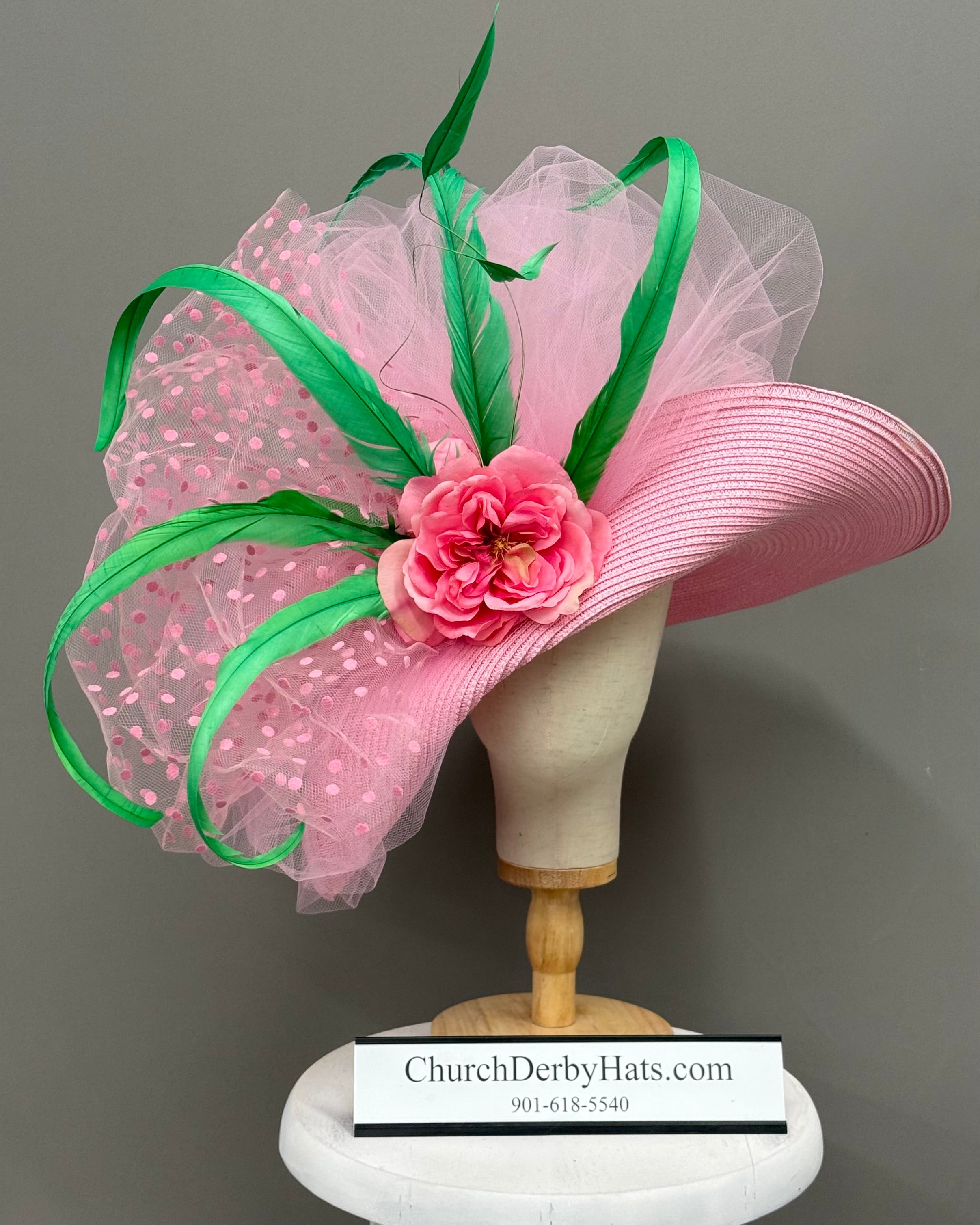Kerine Pink Green - Kentucky Derby Hat