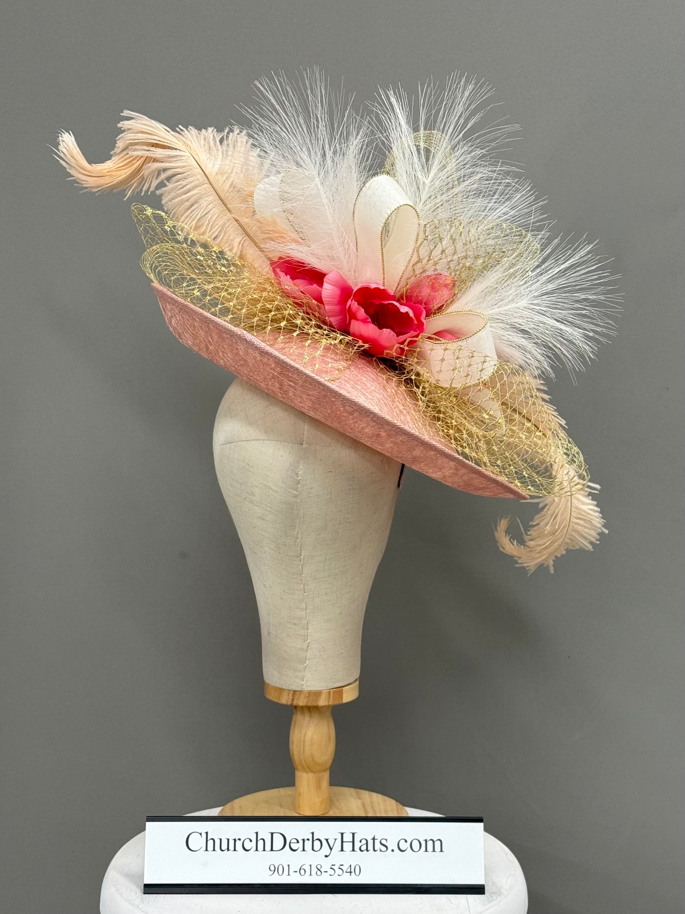 Sinamay Fascinator on Headband - Kentucky Derby Hat - One-of-a-kind
