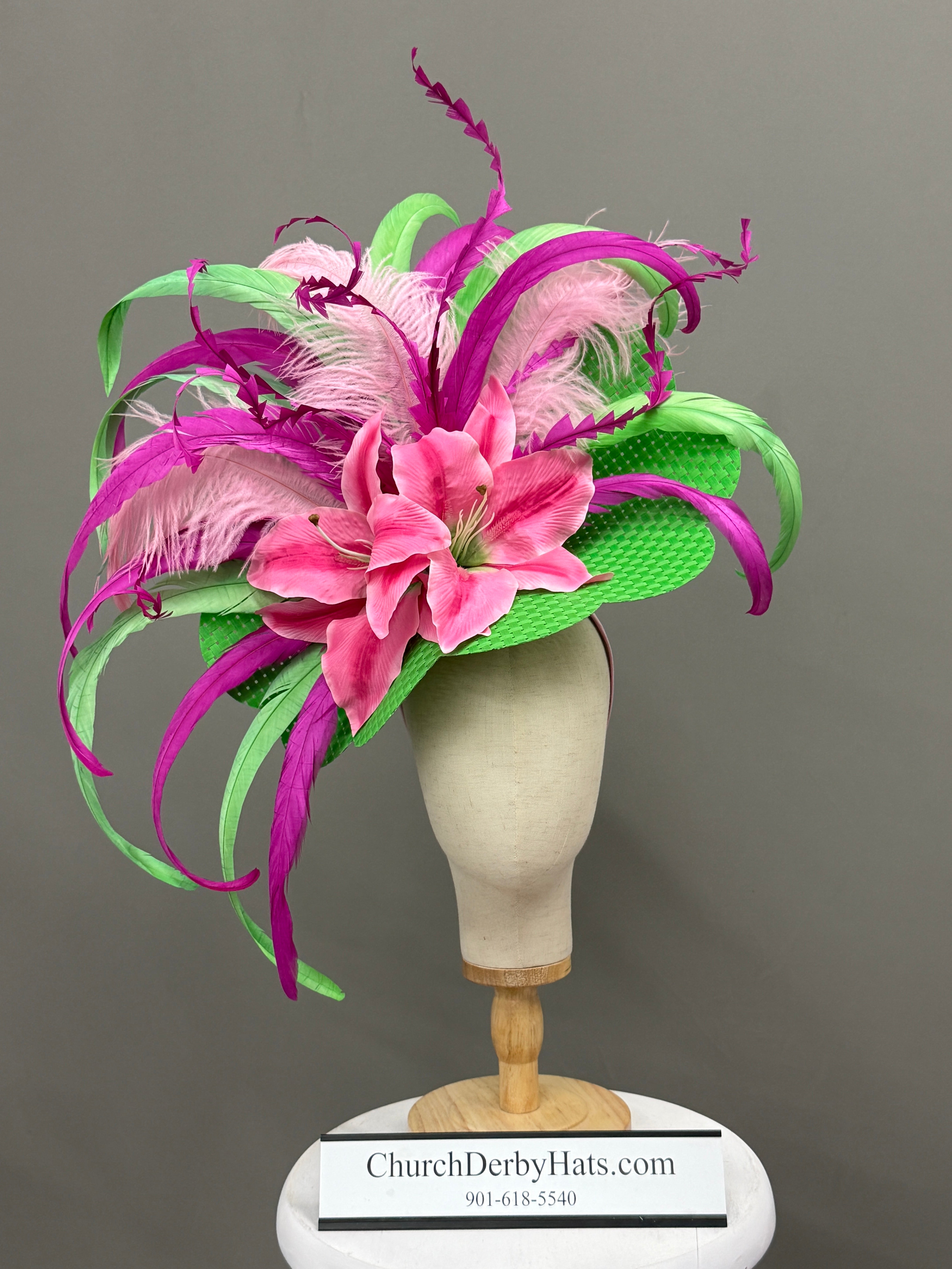 Holly Pink Green - Kentucky Derby Hat