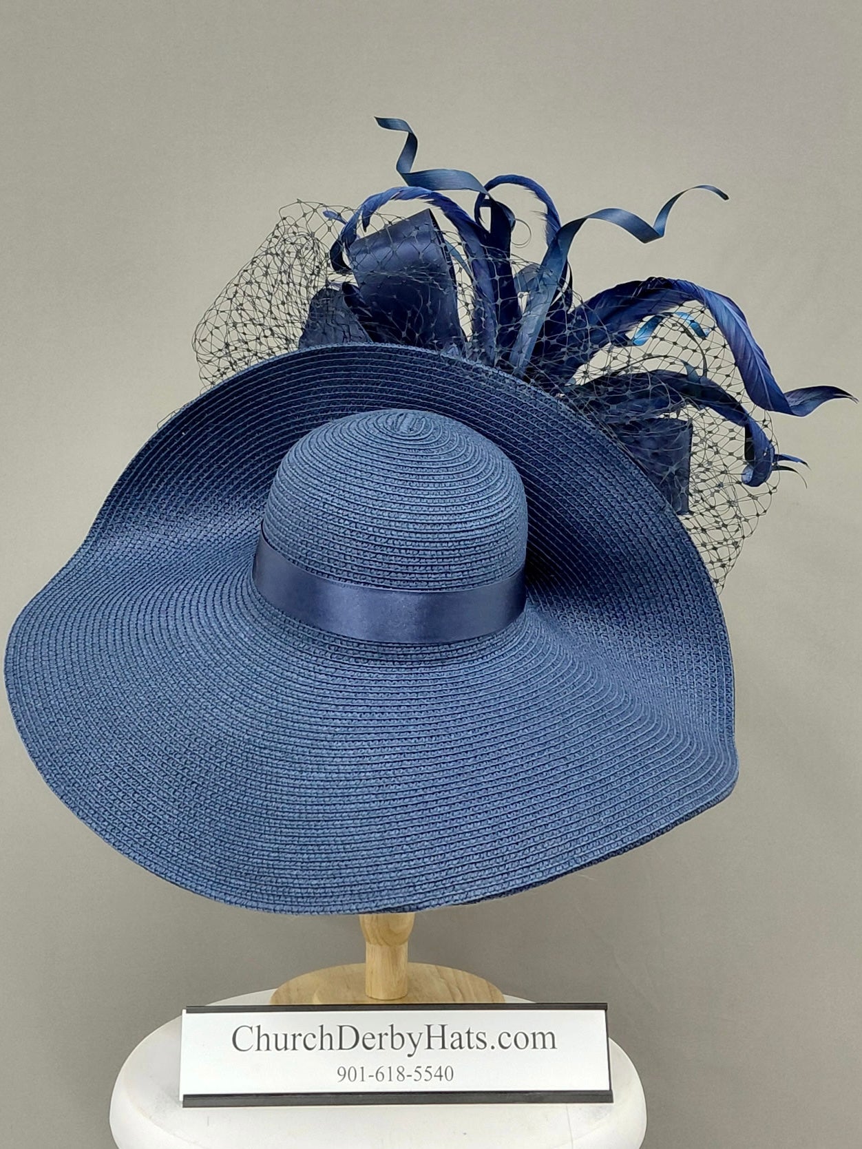 Sapphire Navy - Kentucky Derby Hat - Church Derby Hat
