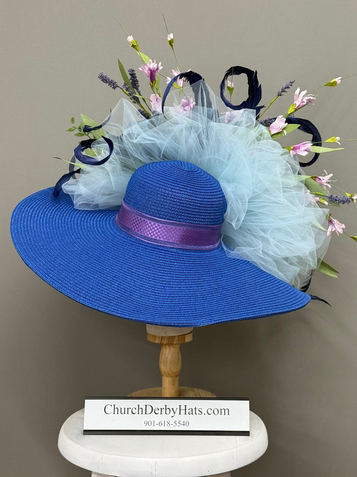 Lina Blue Purple - Kentucky Derby Hat - Church Hat