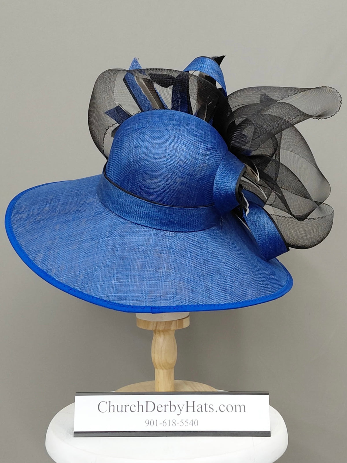 Kiera Royal Blue Black - Kentucky Derby Hat