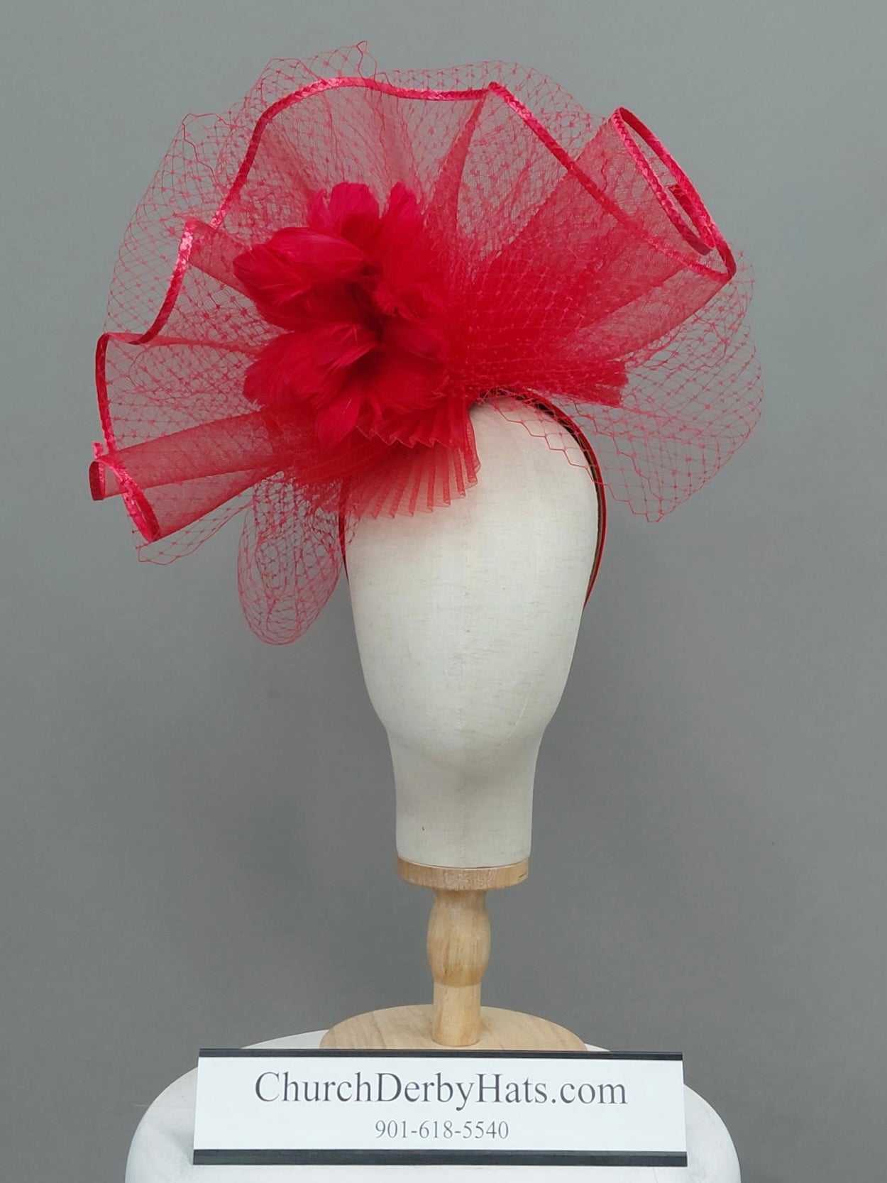 Deridra Red Fascinator on Headband