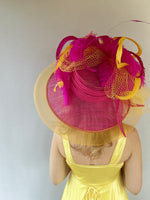 Birdie Yellow and Fuchsia pink Kentucky Derby Hat
