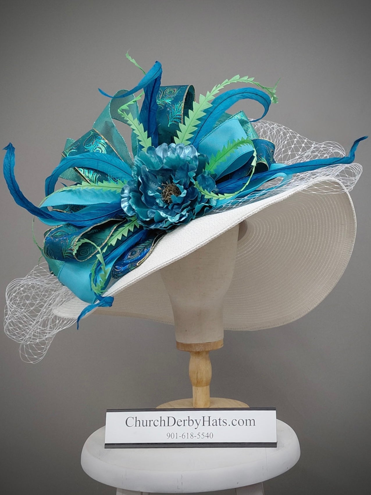 Ariel Turquoise - Kentucky Derby Hat