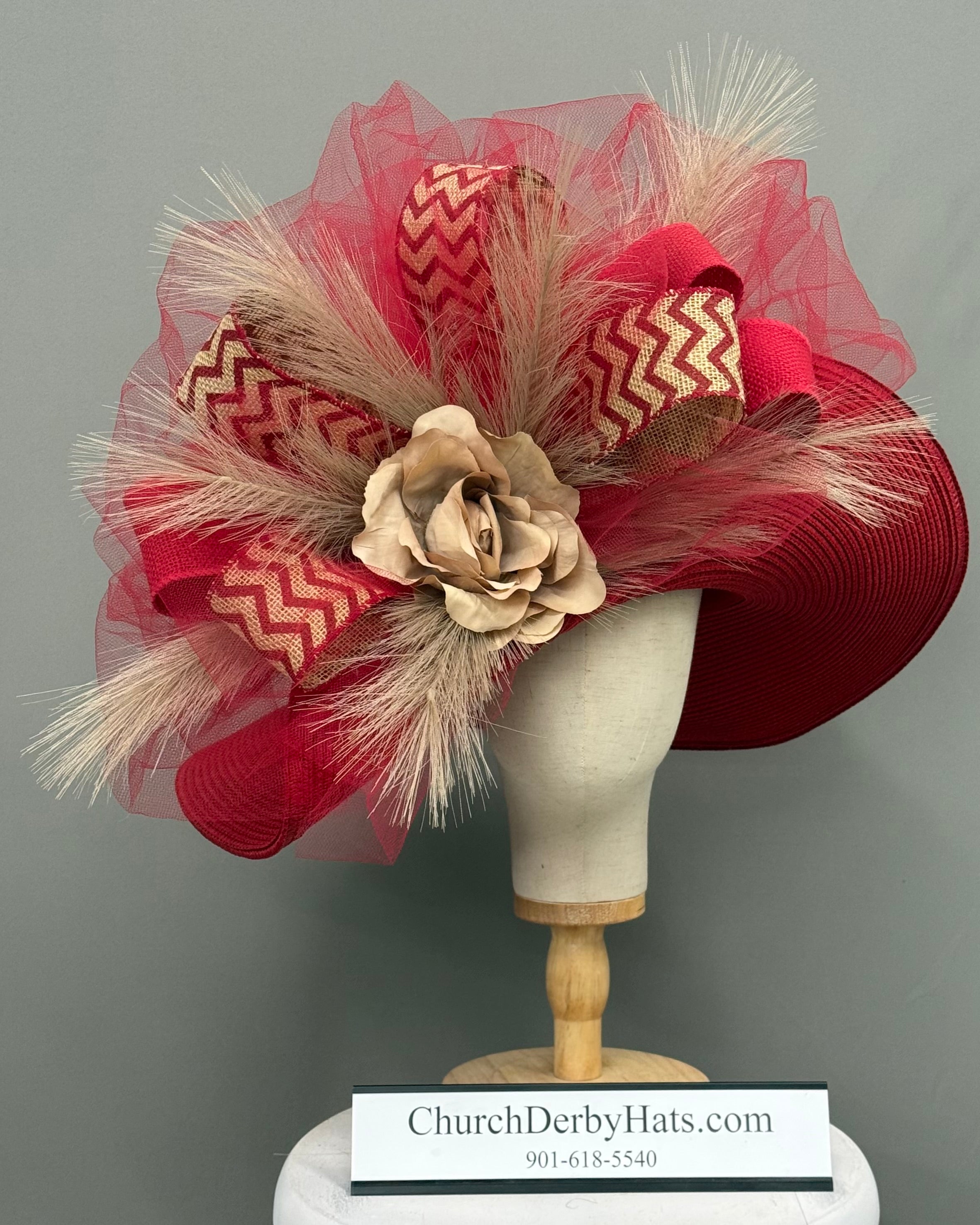 Heron - Red Kentucky Derby Hat