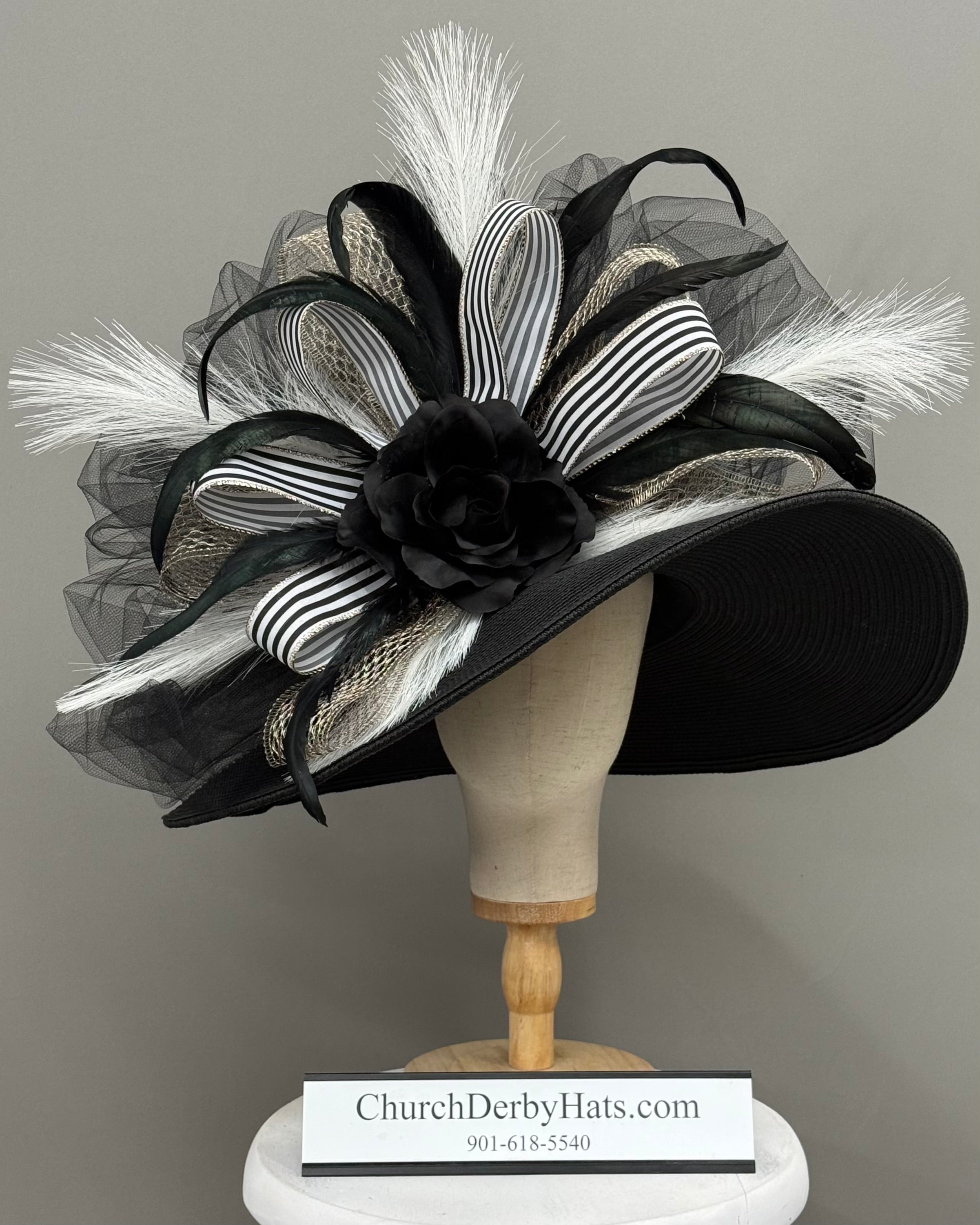 Sarah Faye Black White - Kentucky Derby Hat - Church Hat