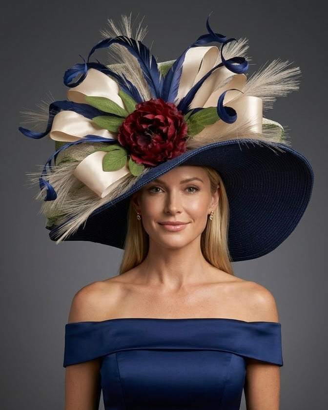 Jerra Navy Blue - Kentucky Derby Hat - Church Hat