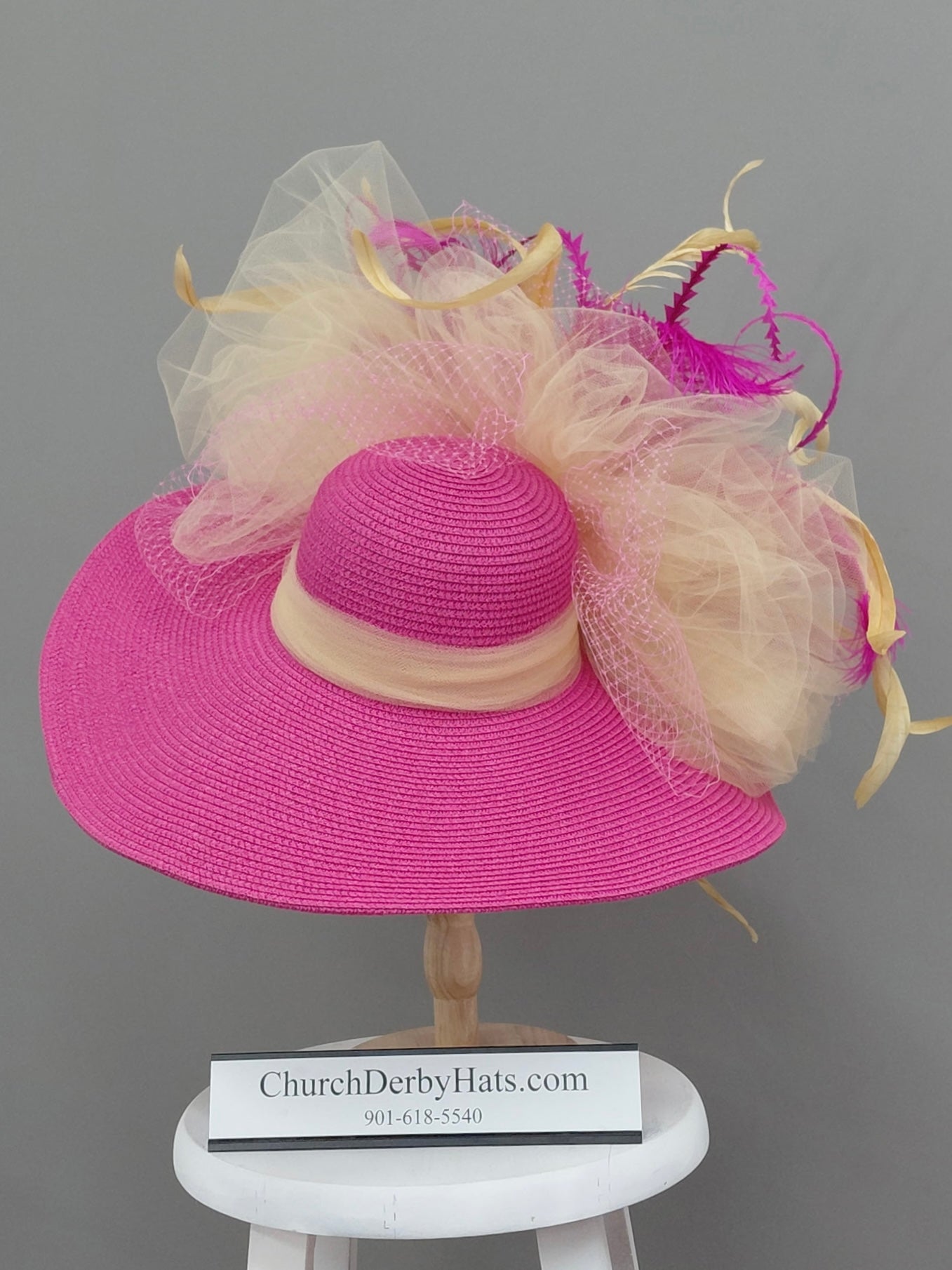 Lori Pink Yellow - Kentucky Derby Hat