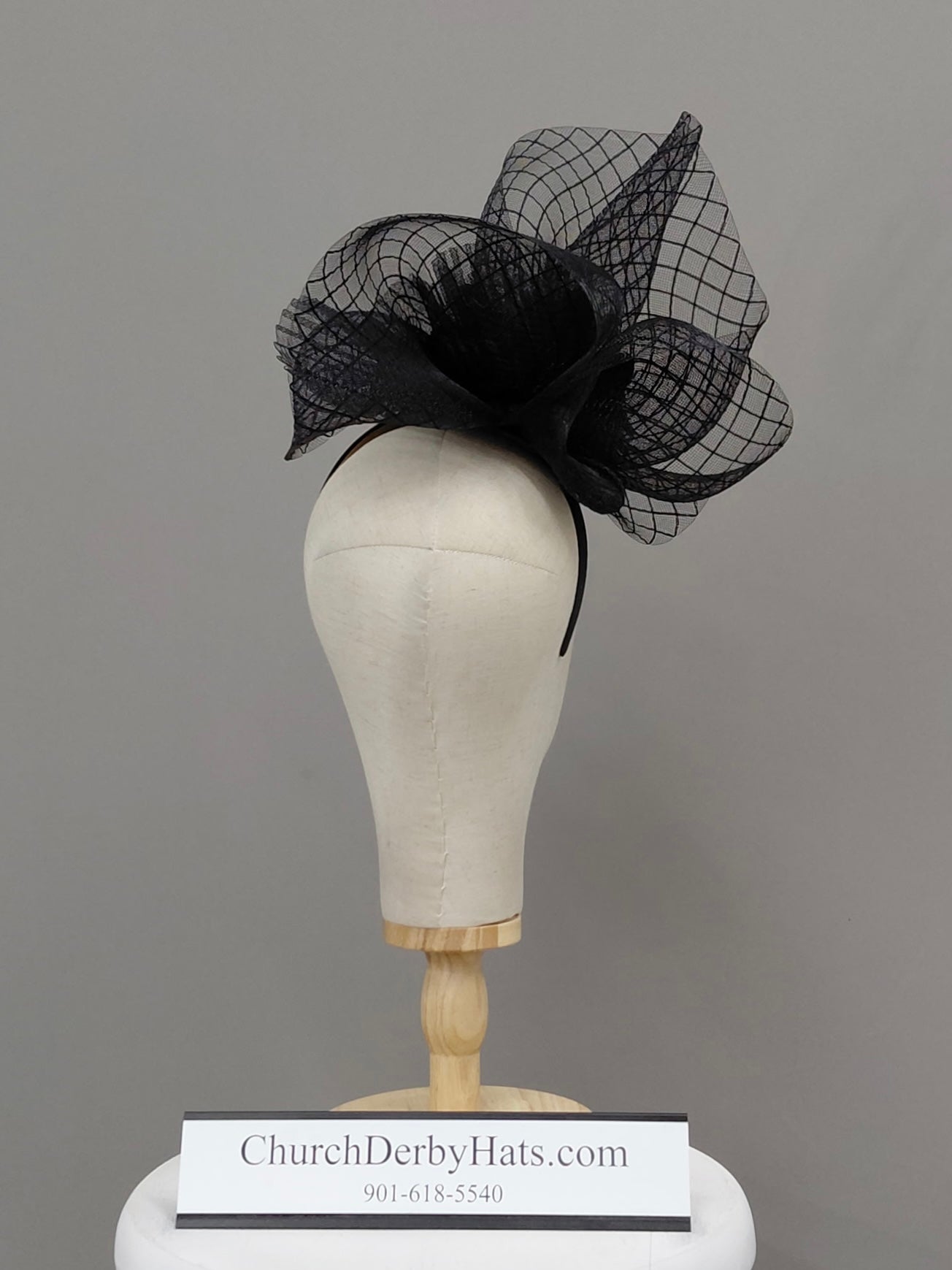 Black Fascinator on Headband - Kentucky Derby Hat