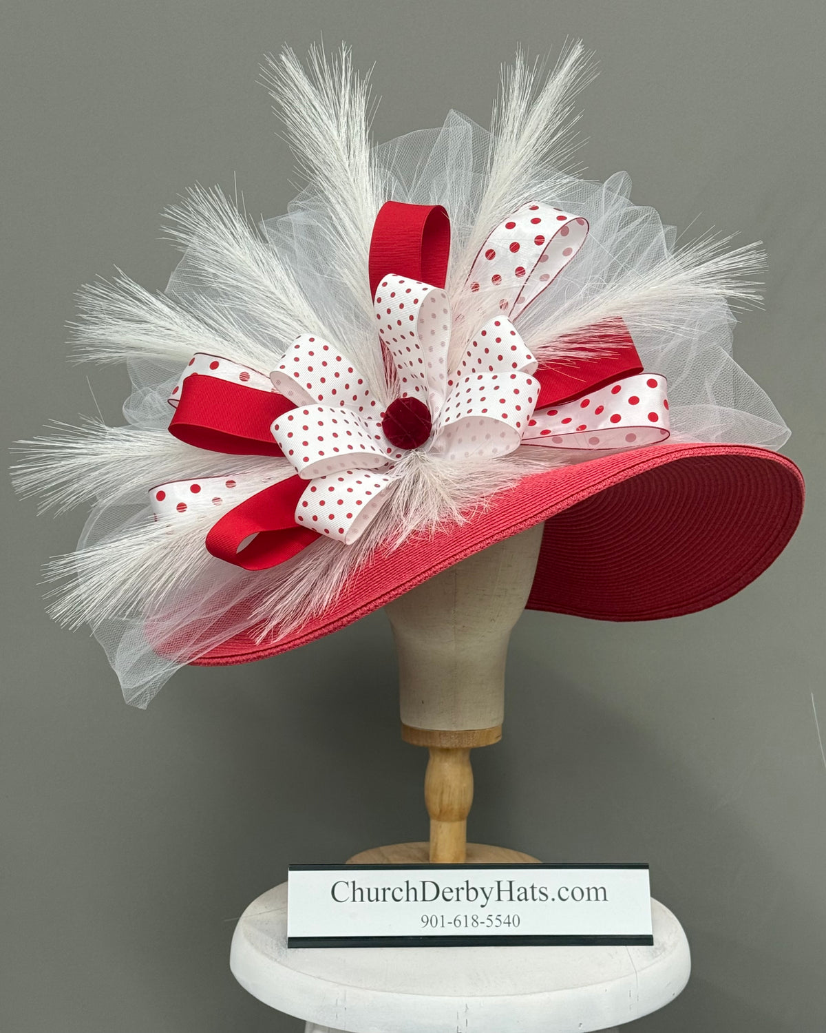 Rebecca Red White - Kentucky Derby Hat - Church Hat
