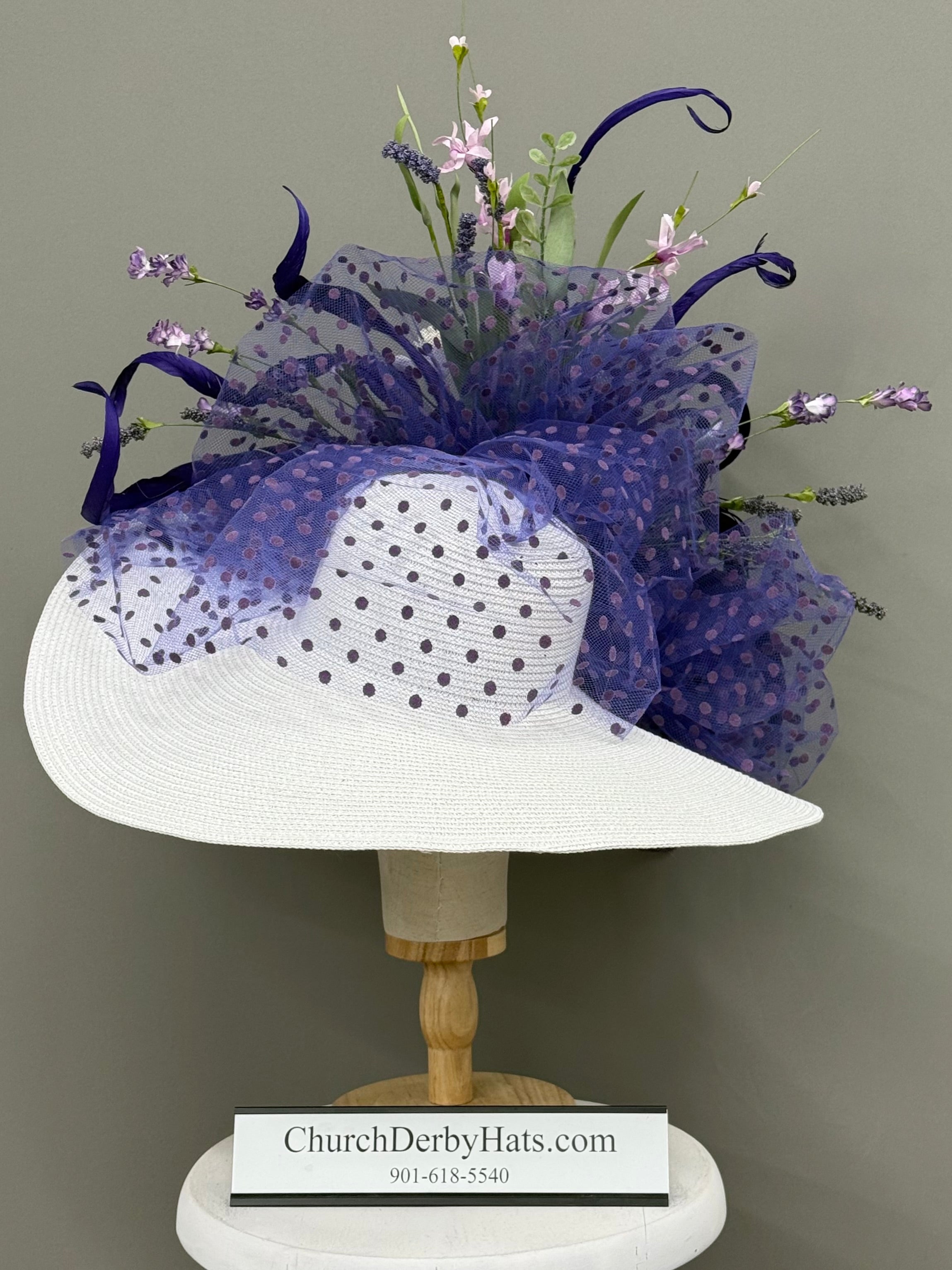 Markle Purple White - Kentucky Derby Hat - Church Hat