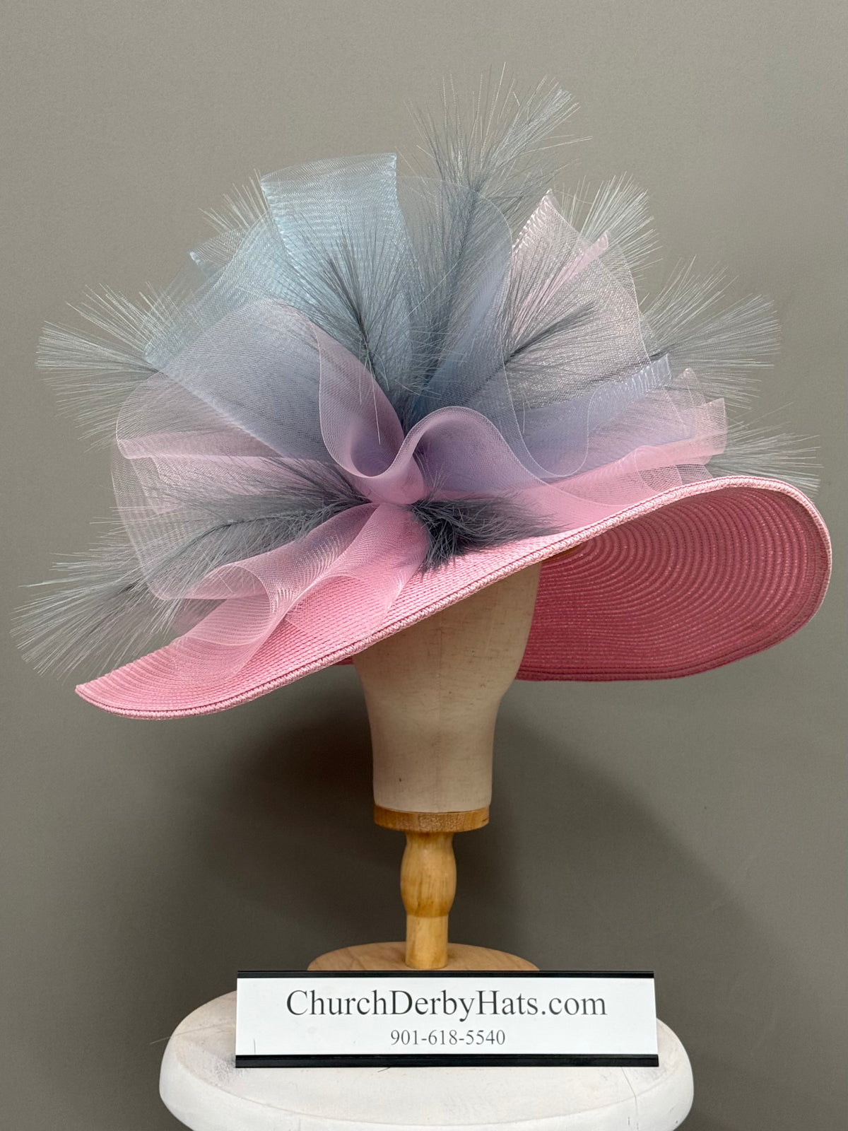 Glamorous Pink Gray - Kentucky Derby Hat