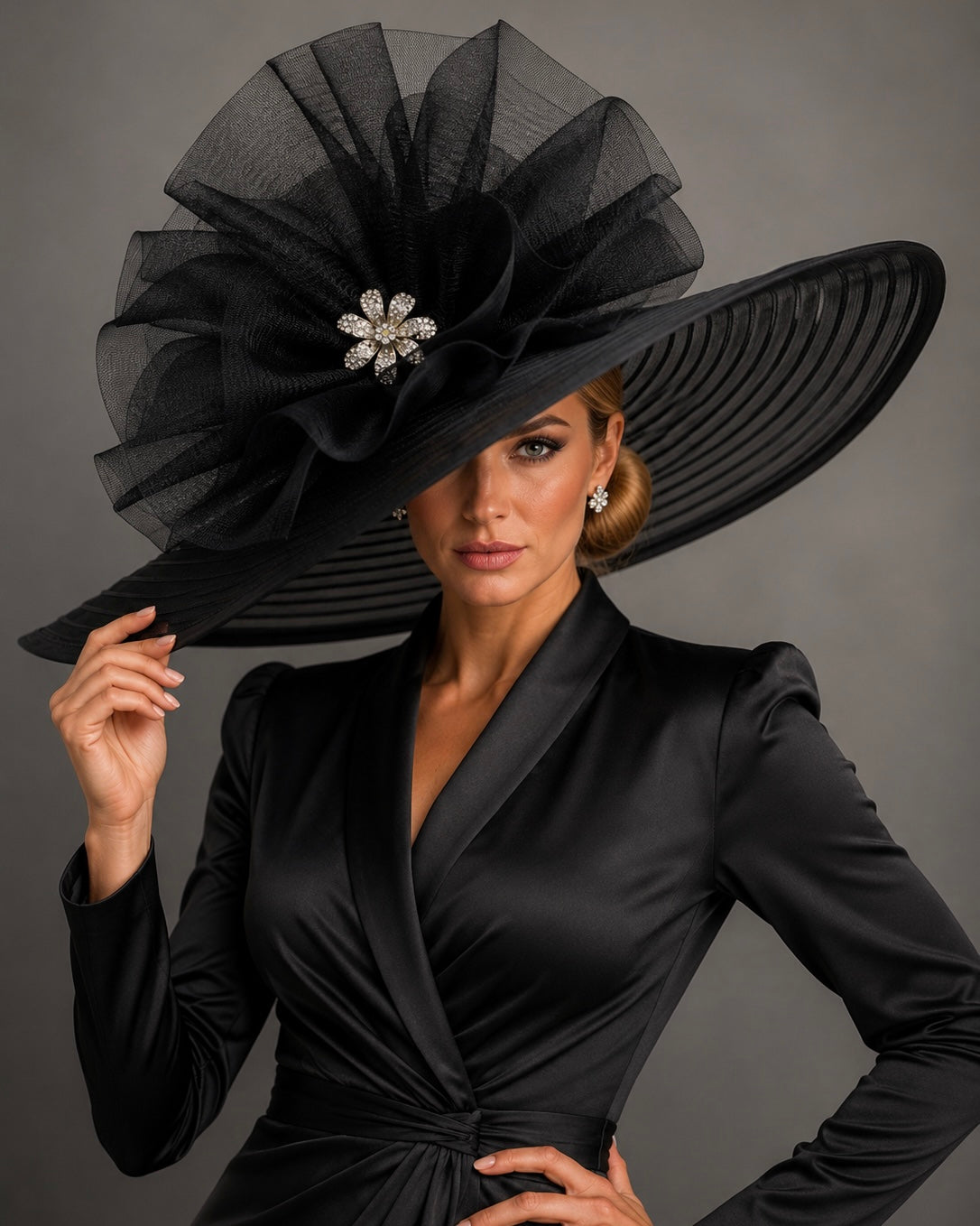 Stella Ray - Black Kentucky Derby Hat - Church Hat