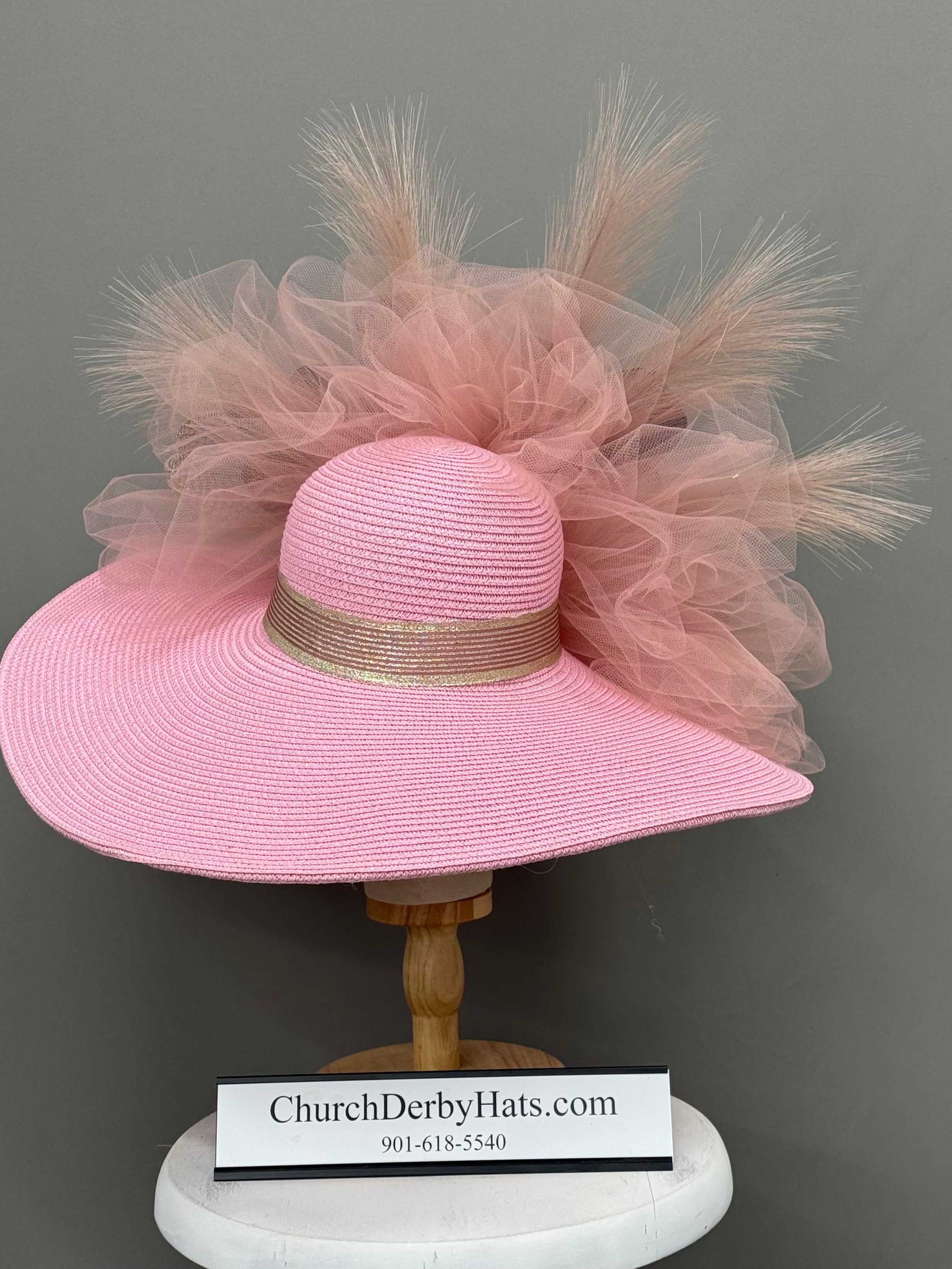 Cynthia - Pink Kentucky Derby Hat