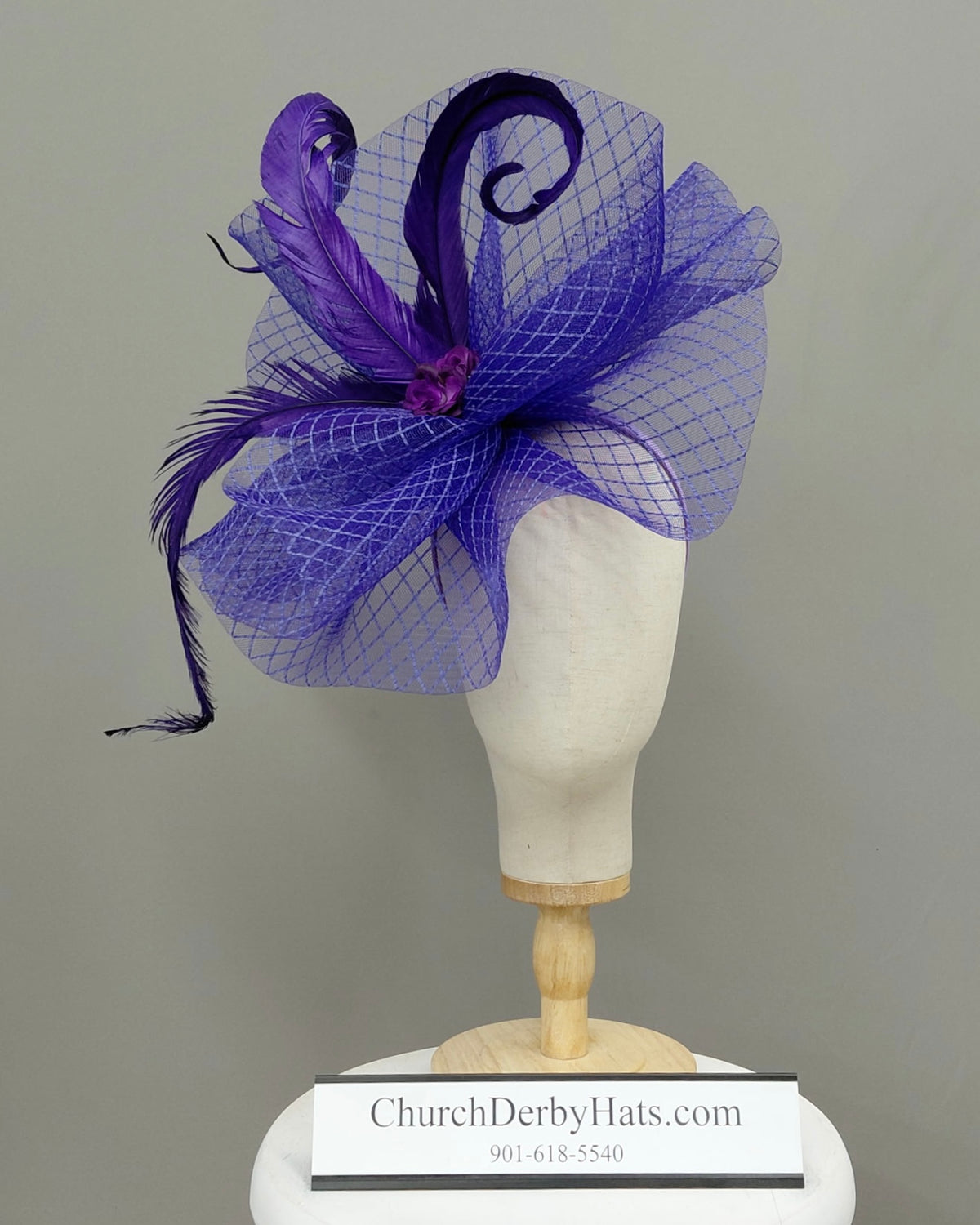 Linda Purple Fascinator on Headband
