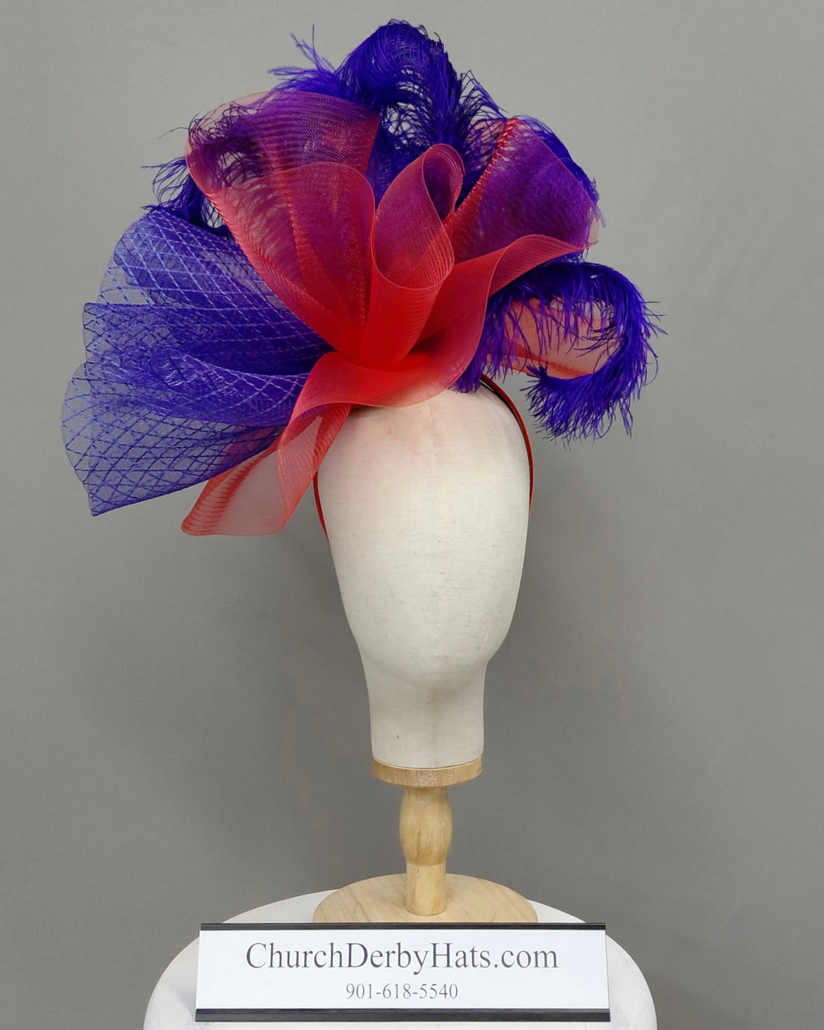 Red Hat Society Fascinator on Headband