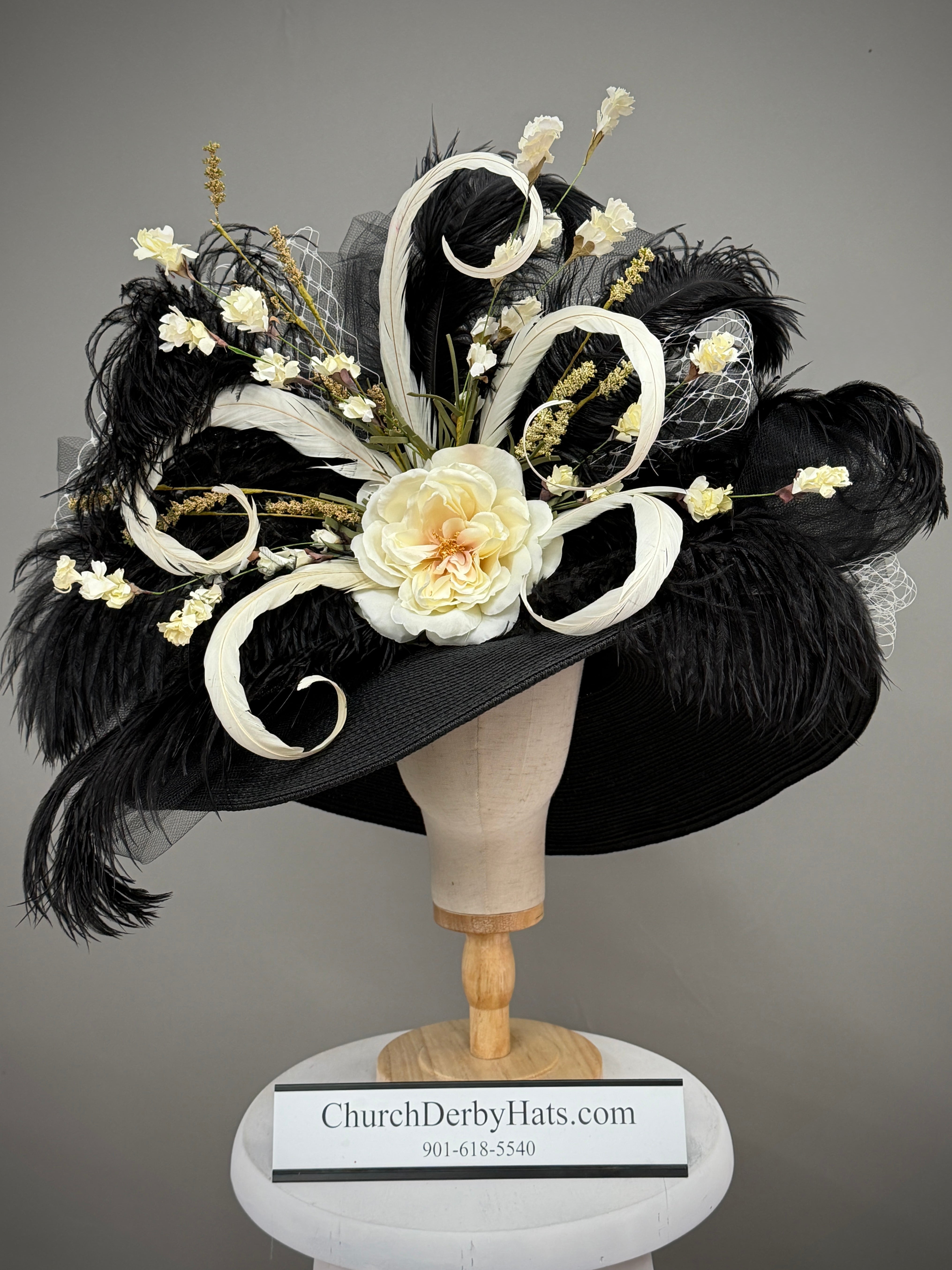 Tiana Black Ivory - Church Derby Hat